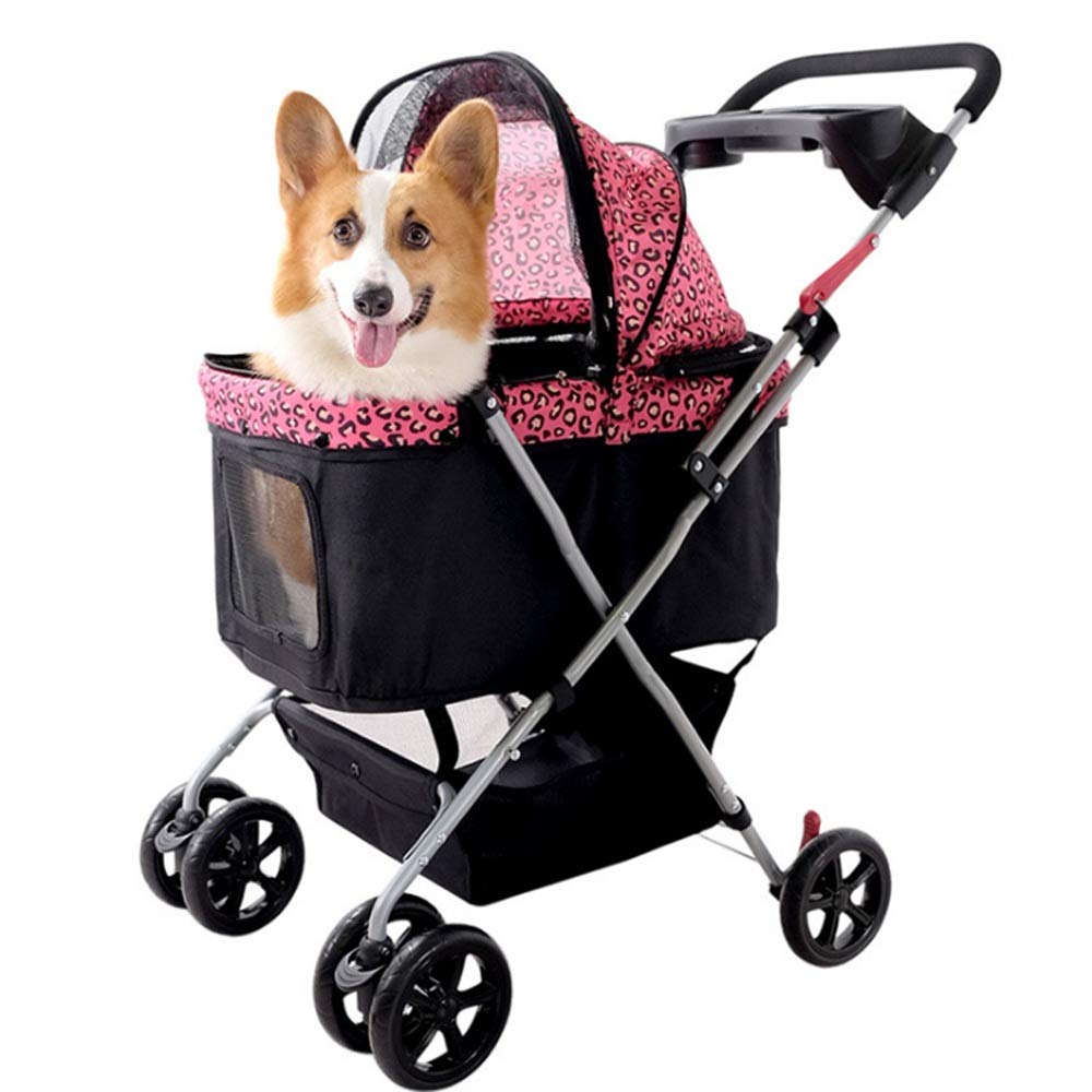 愛玩動物手押し車 引きはなつ型 折りたたみ 多頭 中型犬 小型犬 猫 3way 4輪 取りはらい能力のある ペットバギー 同盟罷業巻き 持ちはこび手押し車 愛玩動物持ちはこび ドッグカート レオパード サクラ色 薄墨色 耐荷重20kg ほっつき歩く 出掛ける お出かけ 旅する 介護