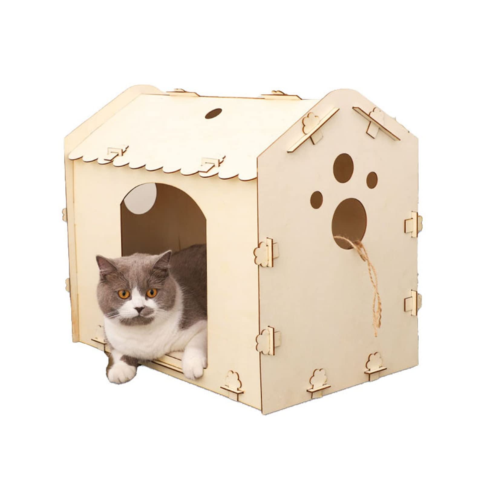 キャットハウス 猫 住み家 室内用 木製 精神的な統合式 愛玩動物住み家 猫寝台 オール時期 猫用爪とぎ 駆け込み寺 今めかしい 愛くるしい 肉球 窓付き添い人 中敷き座布団付き添い人 四季通じる 50cm×34cm×45珊 愛玩動物装置 猫掘っ立て小屋 精神的な統合飾り気の無い