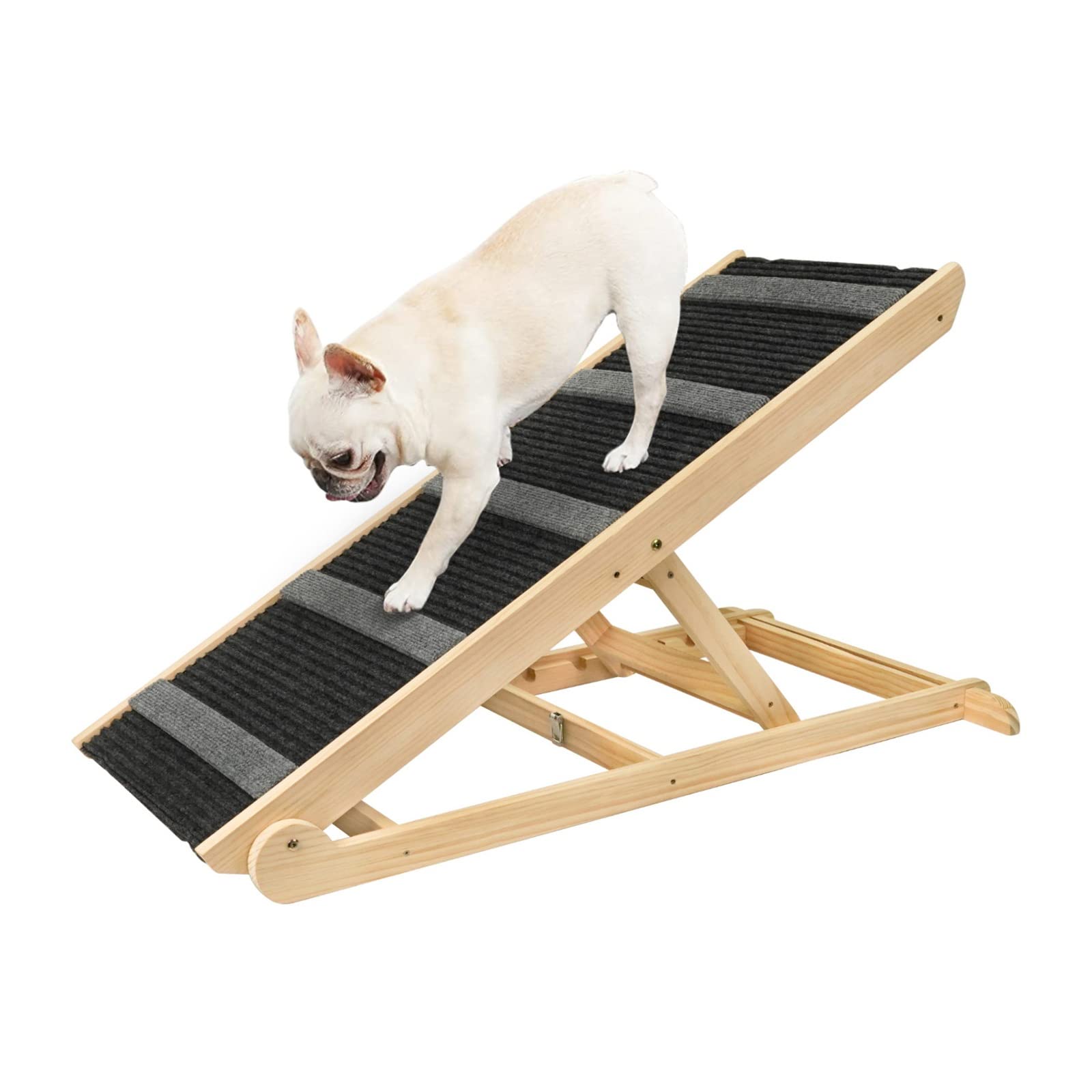 ペットスロープ 犬 スロープ 折りたたみ 6段階高さ調節 角度調節可能 ペット用スロープ 幅40cm 長さ100cm 滑り止め付リブ加工 木制 ペットステップ 犬用ステップ ドッグステップ 昇降 段差解消 介護用 コンパクト収納 持ち手付き｜擇木ショップ 44,540円