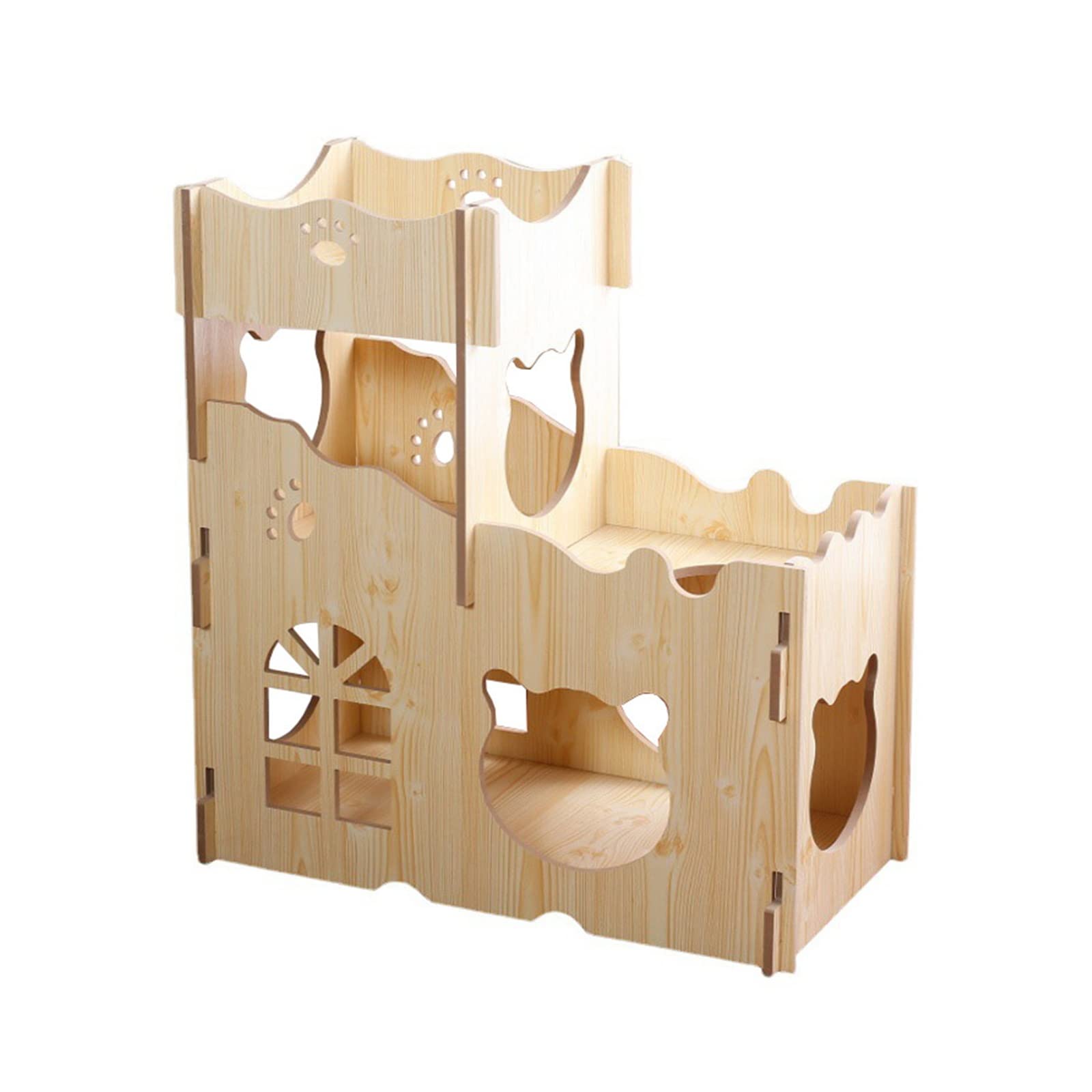 キャットハウス 木製 2段 ペットベッド 猫 ハウス ケージ 室内用 組み立て式 猫小屋 組立簡単 キャットタワー 爪とぎ 隠れ家 寝床 猫用コンドミニアム インテリア おしゃれ かわいい 丈夫 猫用品 多頭飼い 運動不足解消 通気性抜群|擇木ショップ