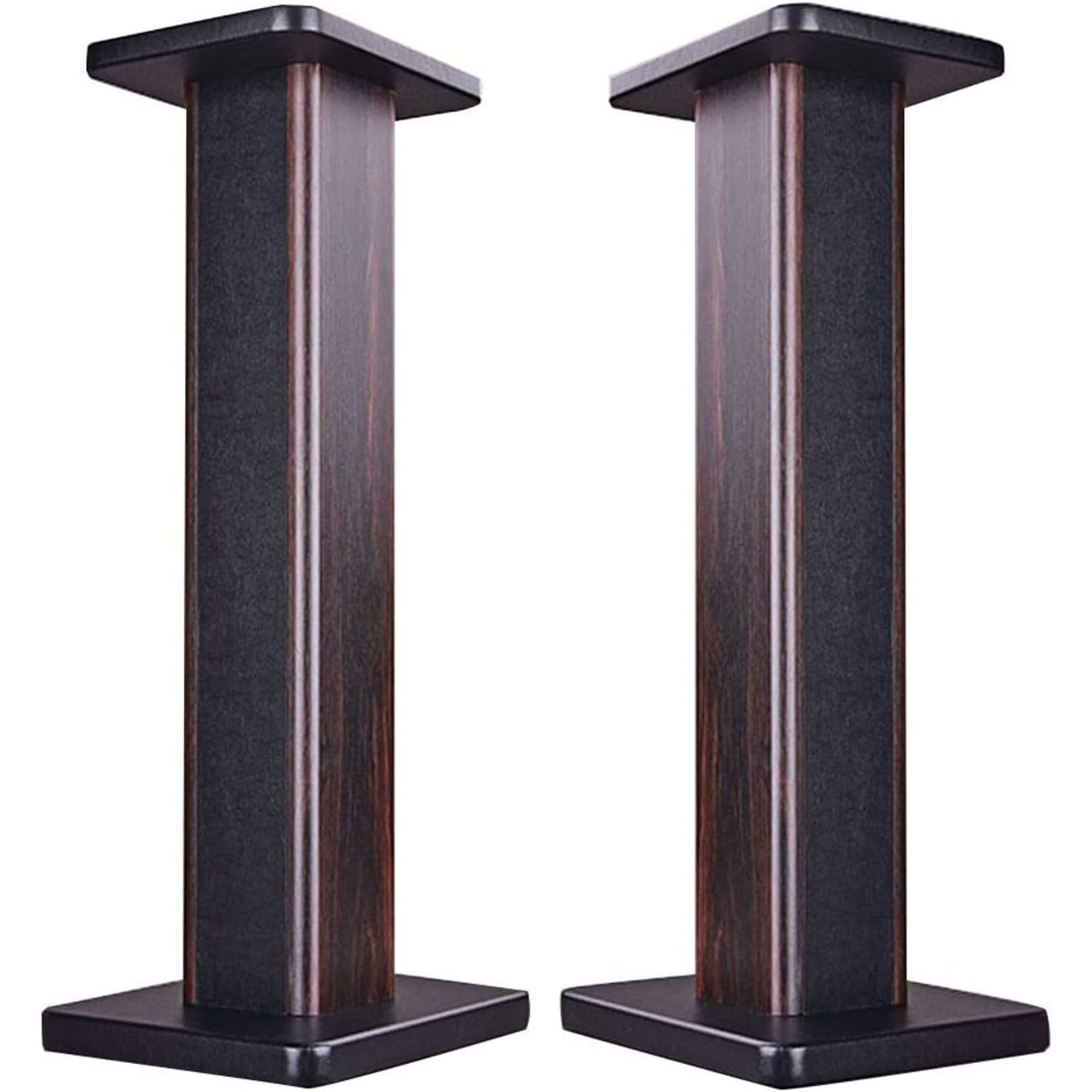 スピーカースタンド 木製 ブックシェルフスピーカー用 台座 2台1組 木目調 高密度MDF 滑り止めマット ケーブル管理クリップ付き オーディオラック サウンドアクセサリー インテリア おしゃれ 背面収納 23.5cm&times;18.5cm 上板｜擇木ショップ