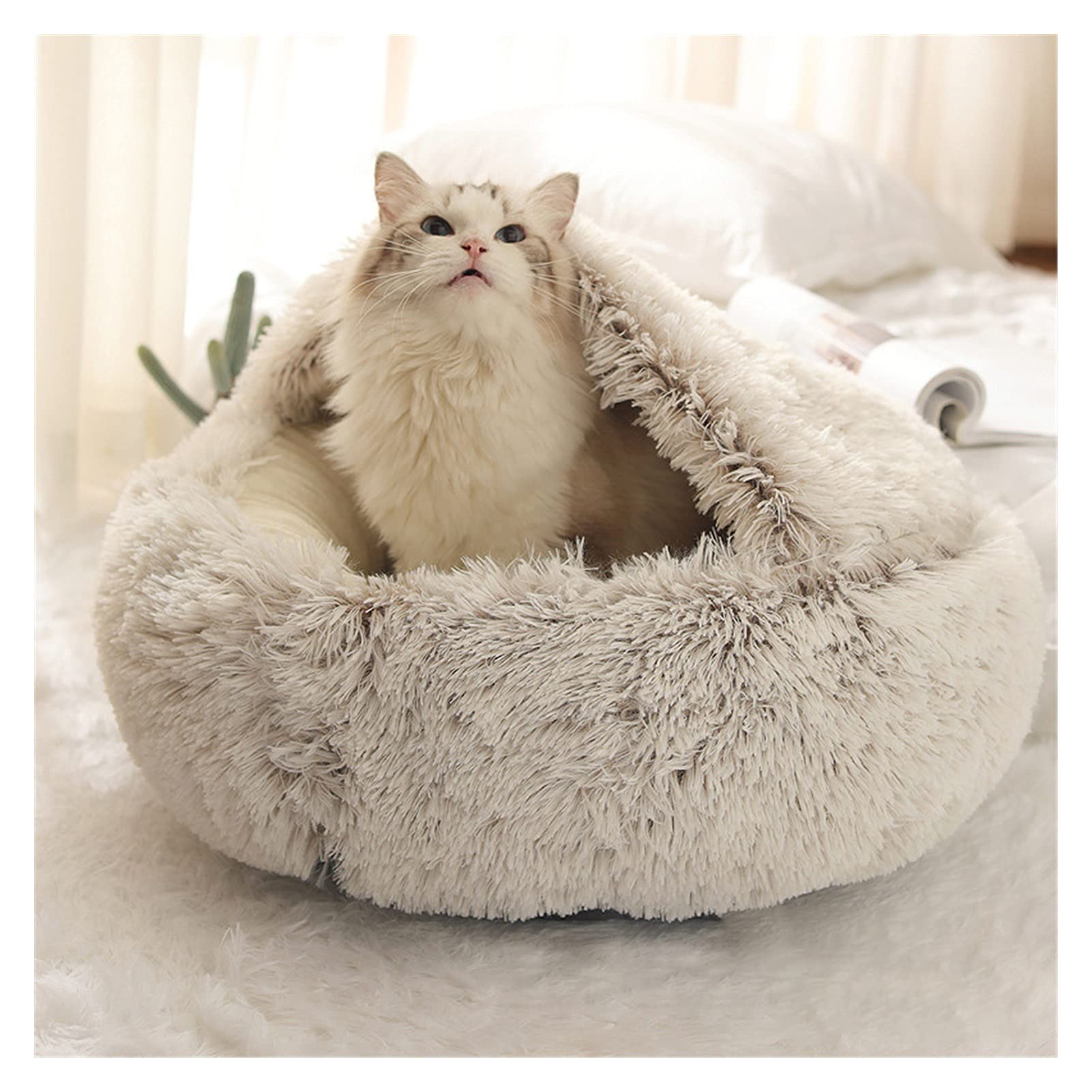 猫 ベッド ドーム型 冬 暖かい 丸型 洗える もこもこ 2WAY 寝床 クッション 柔らかい ふわふわ ボア 小型犬 ペットベッド ハウス 室内用 おしゃれ 猫グッズ オールシーズン 通年 ぐっすり眠れる 弾力性 保温 防寒 キャットハウ｜擇木ショップ