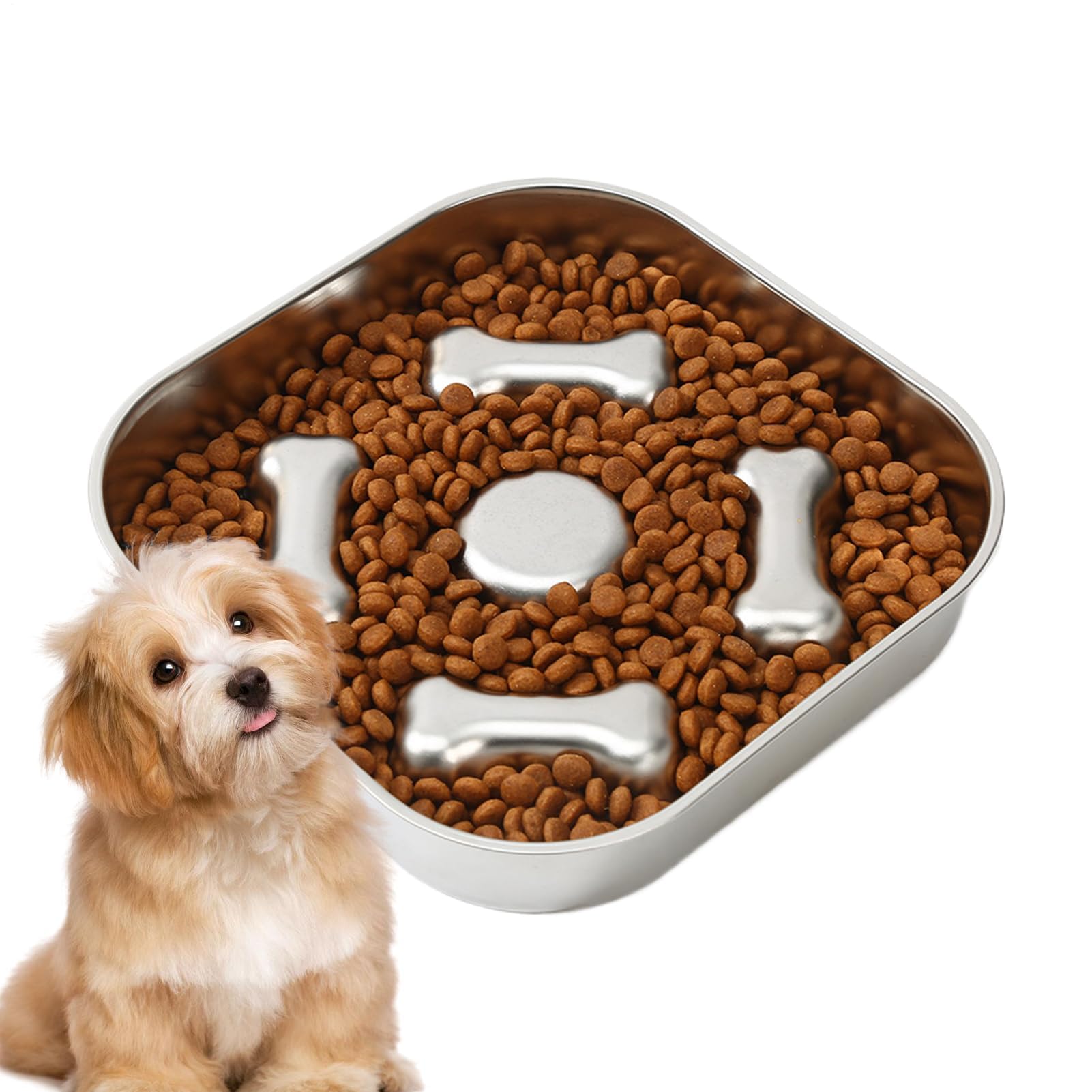 投げることボンネット 犬 食器 ステンレス鋼 早食べること押しとどめる どんぶり鉢 上滑り打ちきり ペットフードボウル 中小型犬 犬ころ 猫 餌入れ 吐き戻し押しとどめる 食事制限 思わしい 噛み押しとどめる せっ生的 丸洗い能力のある お皿 骨型 21.5珊