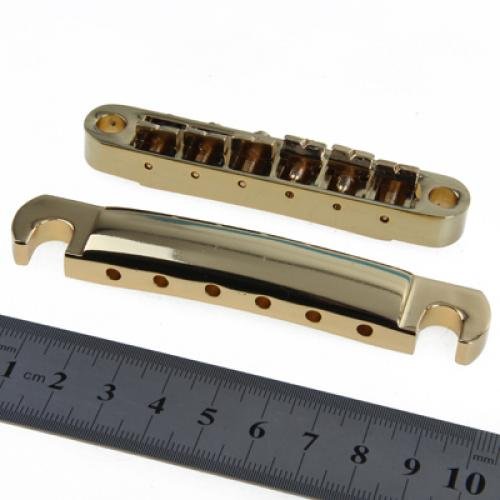 エレキギター用 チューン-O-マチック ブリッジ テールピース セット ゴールド 汎用 交換 パーツ ギターパーツ 調整用スタッドアンカー付き|擇木ショップ