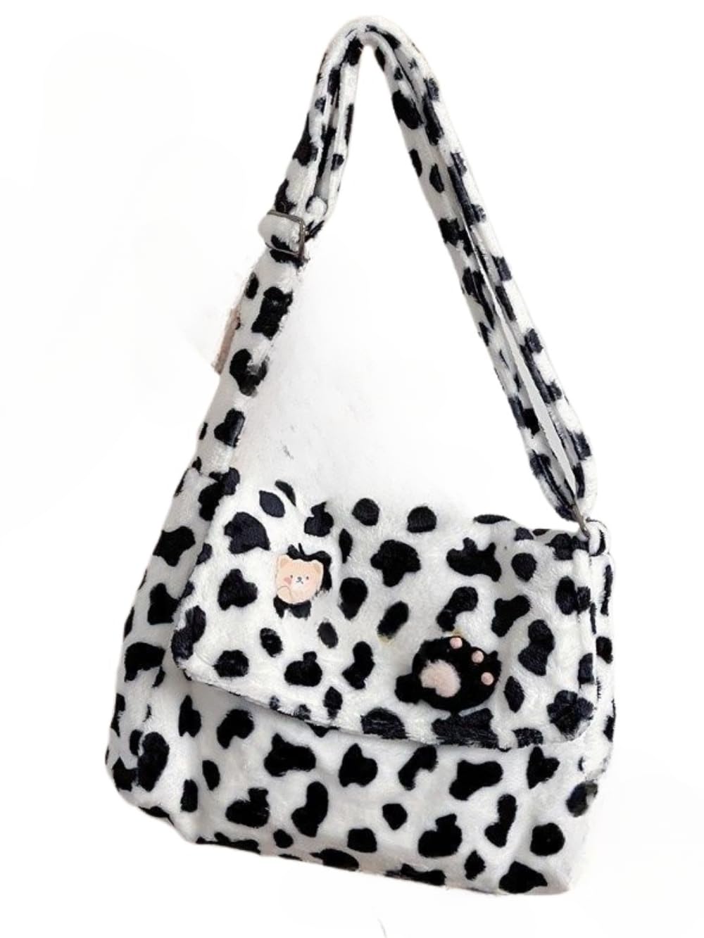 ふわふわ 毛の荒物柄 カウ 牛柄 曲がったがけ 飛脚屋御徒面子 もこもこ レディース ぬいぐるみ付き添い人 A4大いさ相応う 大電気容量 ショルダーバッグ 膝掛け トートバッグ 秋冬 2way 校庭 通学 通い 鞄 愛くるしげ 他愛も無い ボア御徒面子