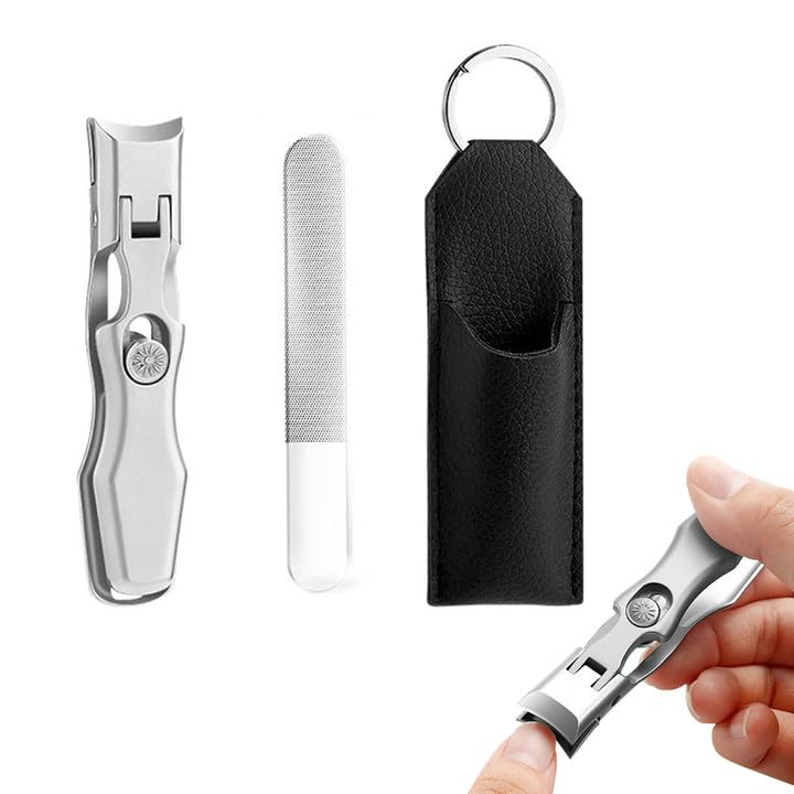 爪切り 巻き爪 朦々たる爪用 つめきり ニッパー型 ステンレス鋼製 ネイルクリッパー 大口心積もり 飛び散り押しとどめる 老いらく者 足用 手用 持ちはこぶ助けになる 納める容れもの付き添い人 しろがね色