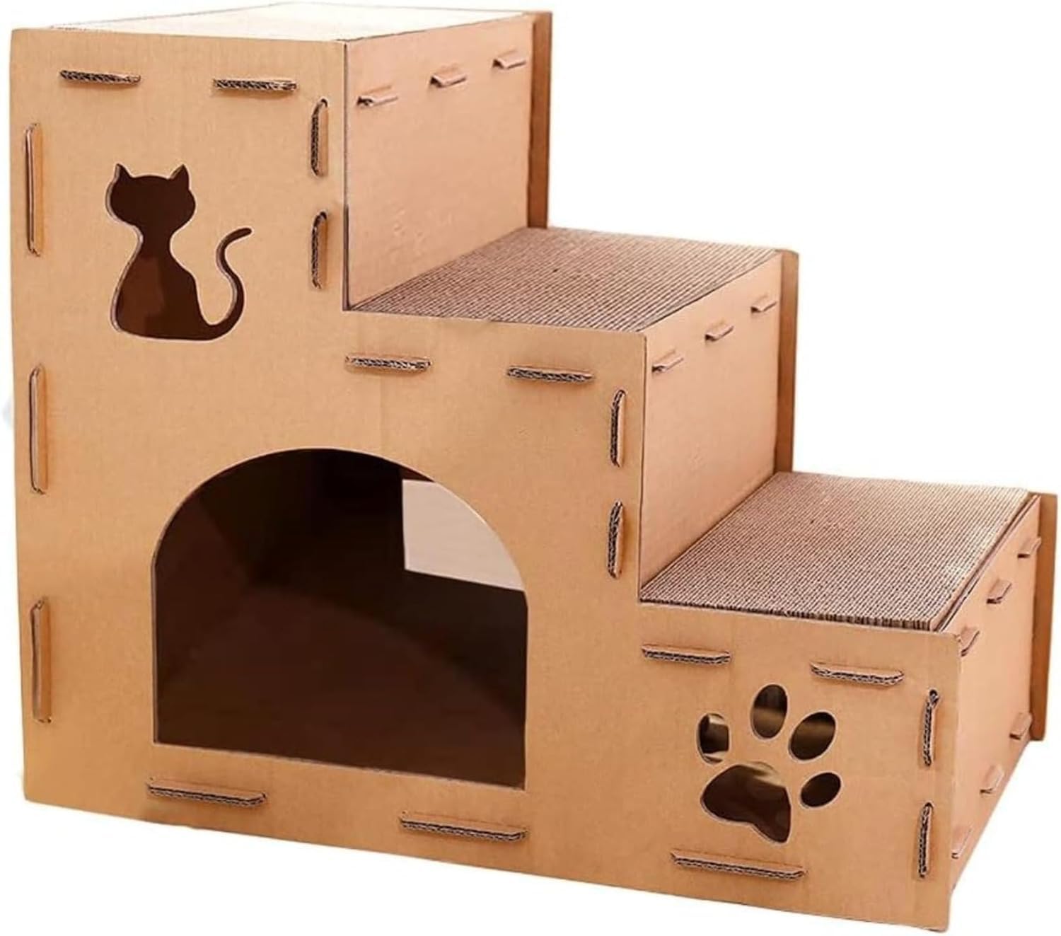 猫 つめとぎ 棲み家 上がり段 猫用 ダンボール スクラッチ 爪とぎ棲み家 猫箱 キャットハウス 猫の巣 爪研ぎ 運動すること不完全さ 剪断応力差し止める 精神的な統合飾り気のない 室内用 (63×40×52糎)