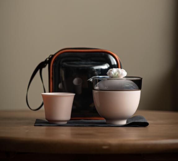 ティーセット 持ちはこぶ用 茶器書き割り 納める御徒面子付き添い人 ミニ ティーポット 湯呑み 2客 書き割り 軽さ 瀬戸もの 今めかしい 差し上げ物 差し上げ物 旅する 出張 事務室 ピクニック 難民キャンプ さくら色