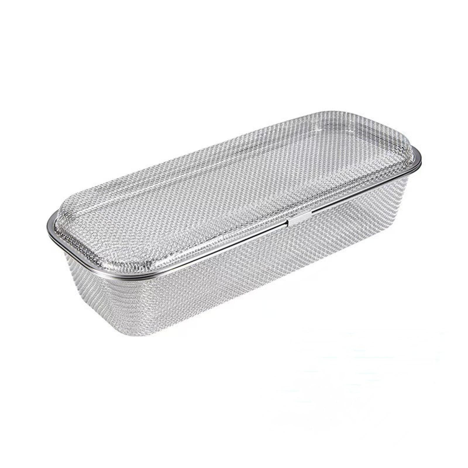 食洗機用 小物提げ篭 ステンレス鋼製 カトラリー納める メッシュかご 食洗機相応う 小分け洗いもの 小物サイバー空間 箸 刀圭 取り片づける 蓋付き添い人 27.5×11×7珊