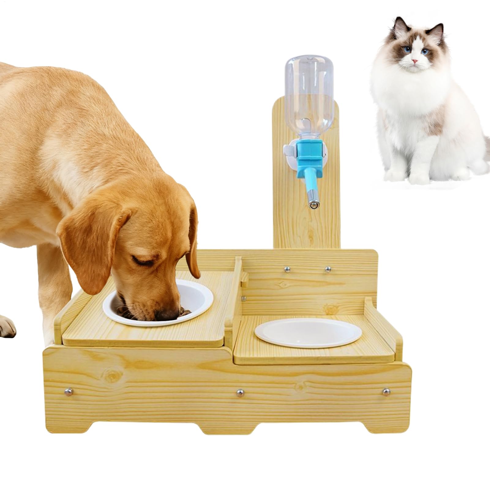 愛玩動物食器台 フードボウルスタンド 犬 猫 木製 食器台 自動小銃水器付き添い人 水器一体型 2点書き割り 高さ合わせる不必要 今めかしい 愛玩動物用食器 ボンネットどんぶり鉢 餌皿 水呑み器 釣り合い感 肌理調 自然的目論む 小型犬 中型犬 子ネコ用 室内装飾