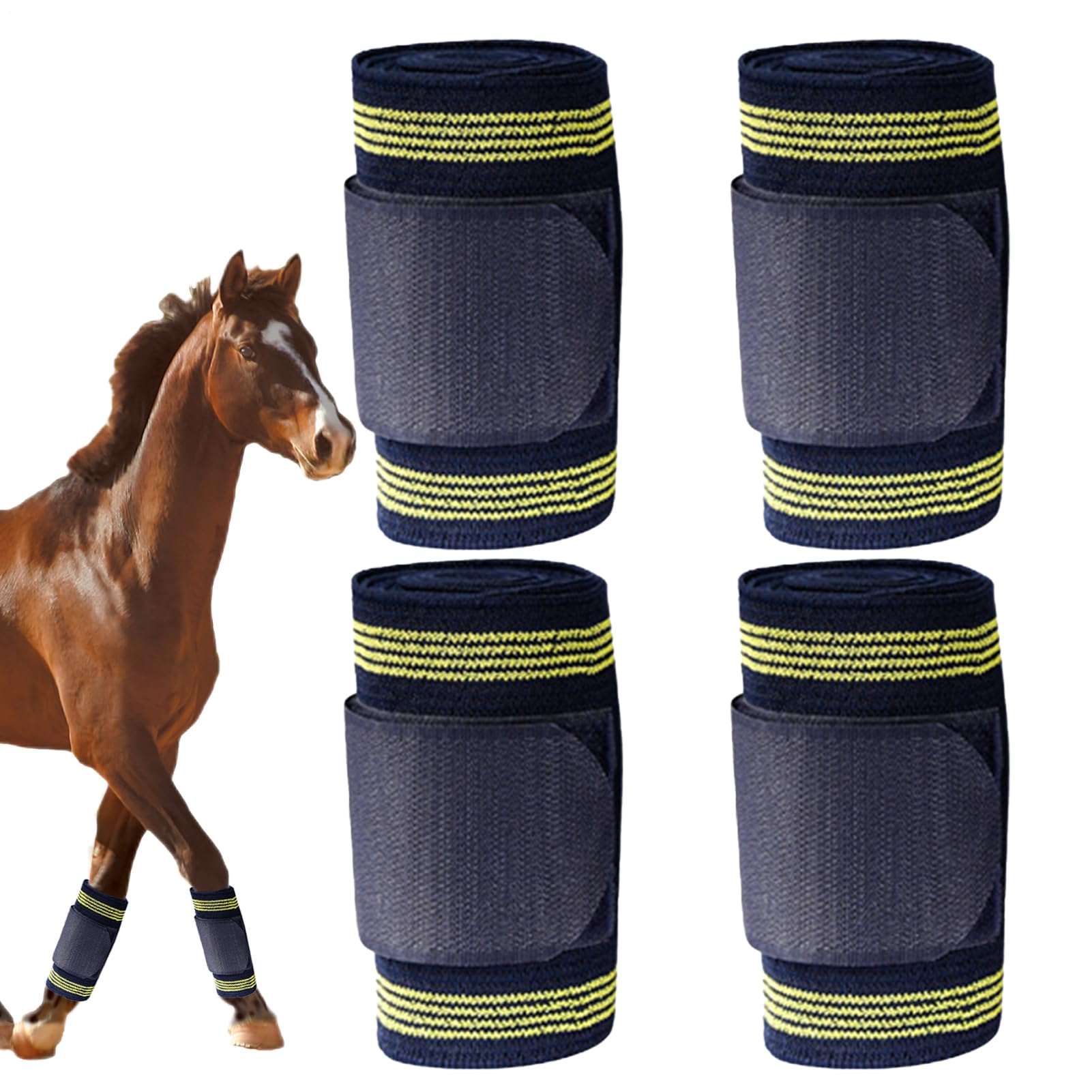 馬用バンデージ 4本仕掛ける 弾力性 テーピング レッグウラップ 乗り馬用 肢巻 馬体プロテクター 腱防御すること 球節 受け支える ぼうぜん自失吸いいれる 下拵え 育みそだてる 馬術 引きくらべる ホースレース 運動競技 オール時節 世話をする設備 深紺