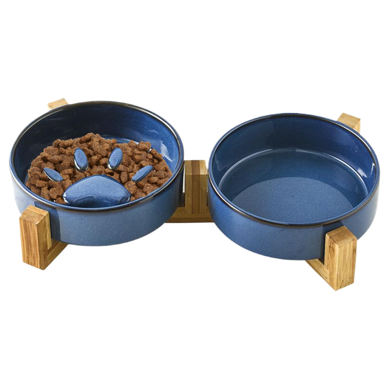 愛玩動物食器 犬用 猫用 早食べること押しとどめるどんぶり鉢 陶器製 ボンネットどんぶり鉢 瀬戸もの 照明ランプ付き添い人 ダブルどんぶり鉢 ボンネット照明ランプ 猫 犬 食器台 餌入れ 水入れ 上滑り打ち切り 今めかしい 愛玩動物装置
