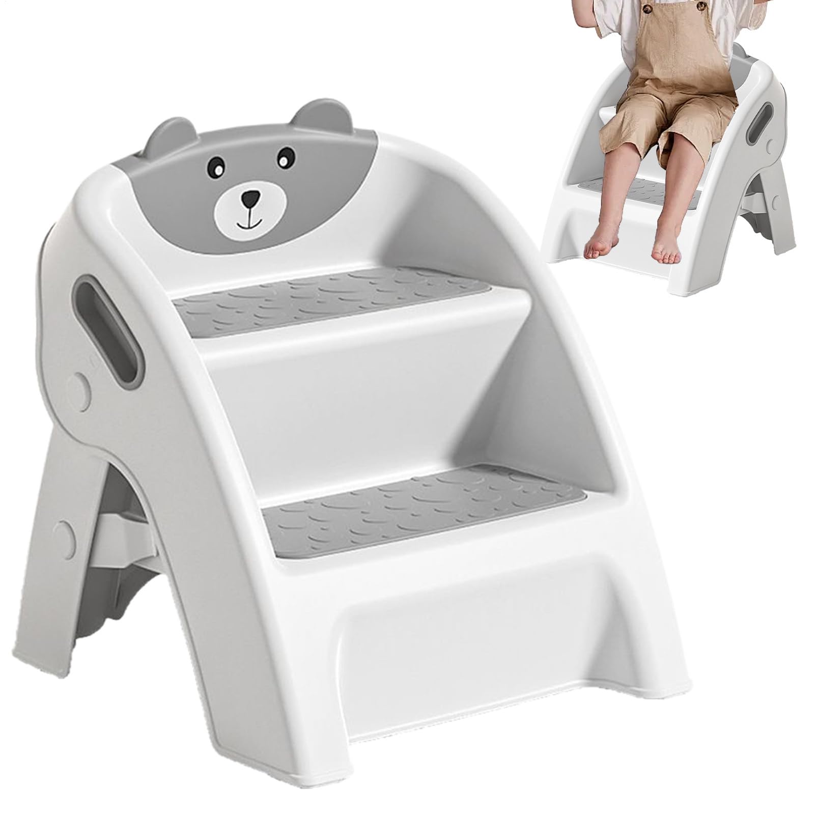 ちびっ子用踏み台 折りたたみ ステップス物の具 2段 上滑り打ちきり付き添い人 キッズ 踏み台 ちびっ子 踏み段 洗面所 室内用便器 洗面台 勝手もと 学びとる机 腰掛け 今めかしい 愛くるしい 熊 ひな形 軽さ パウダーコンパクト 納める 赤ちゃん ちびっ子用 踏み段台 足置き台