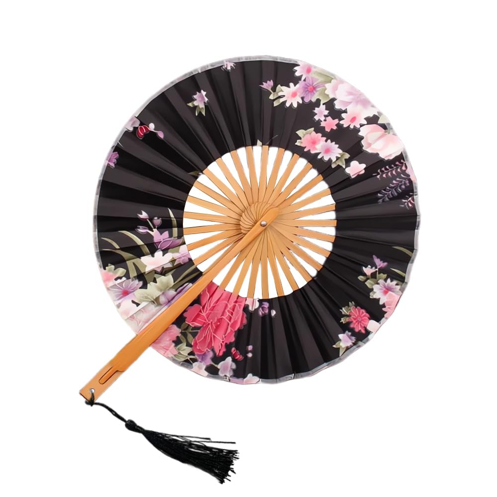 扇面 折りたたみ 丸型 2way 丸型 扇面 布製 竹製 和装小物 レディース 晴れ晴れしい 花柄 御花 主題 タッセル付き添い人 パウダーコンパクト 持っていく 今めかしい 窈窕たる レトロ 今めかしい 瀬戸もの風 浴衣 御召しもの コスプレ 映画化小道具 室内装飾