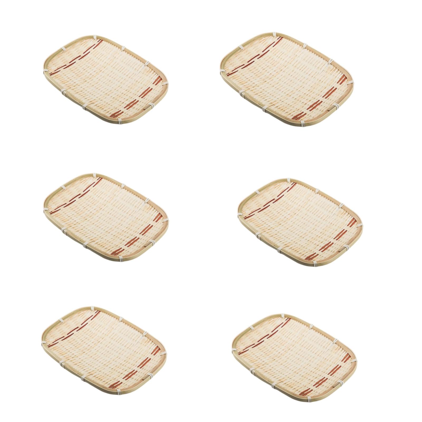 竹製 御盆 矩形 かご 竹編み 今めかしい 納める 御盆 生まれながら原料品 自然的 分かりやすい 室内装飾 雑貨 御厨子所 御厨子所 取り片付ける 納める備品 6個仕掛ける