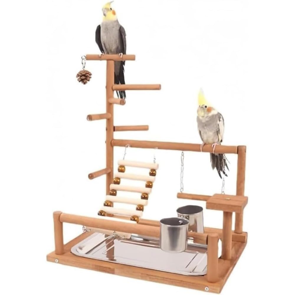 飛禽用 プレイスタンド 止まり木 遊園地 インコ 文鳥 とまり木 木製 アスレチック 形づくる 吊り下げ遊び道具 餌台付き添い人 室内 運動すること不完全さ切り上げる 緊迫状態拡散させる