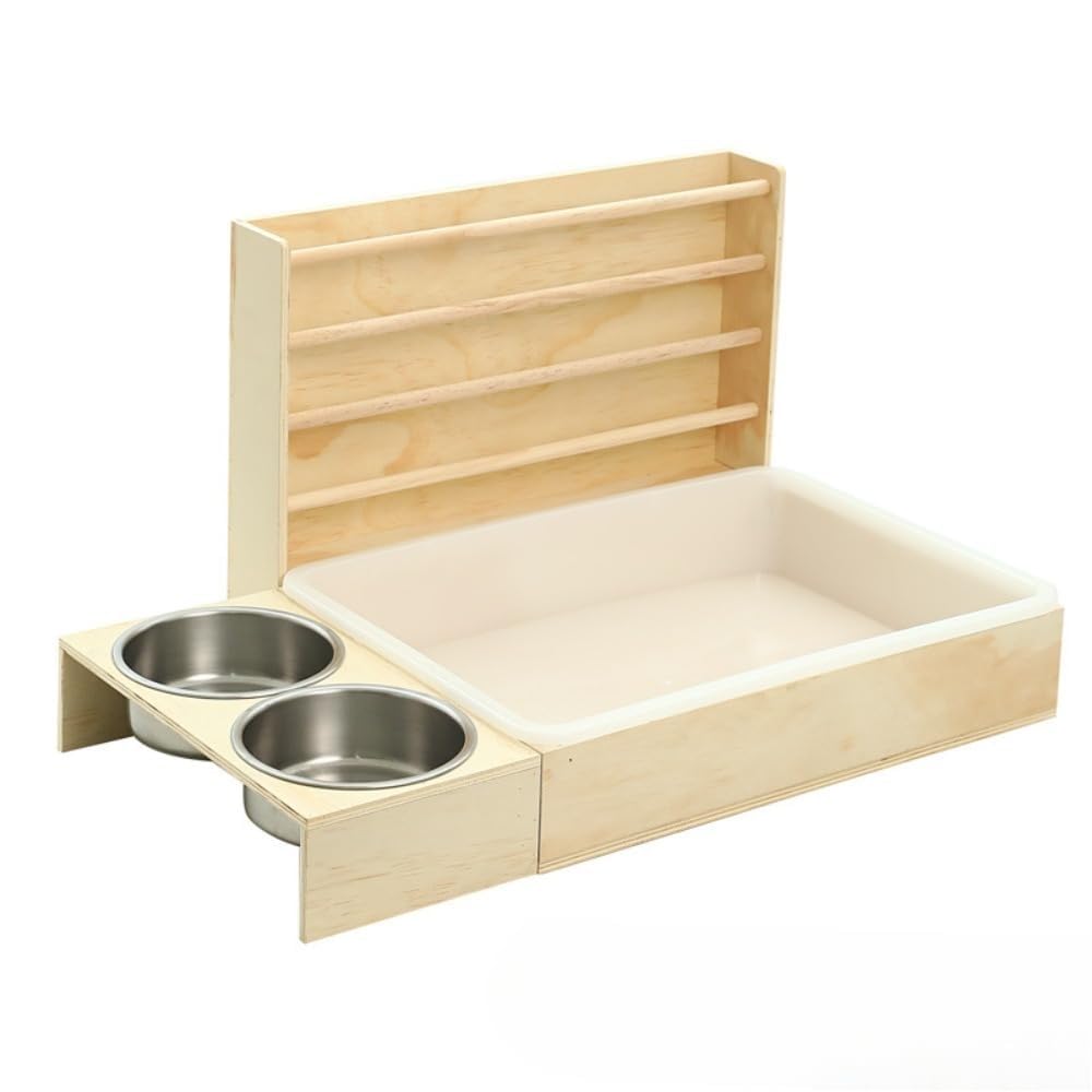 うさぎ 馬糧入れ 室内用便器一体型 馬糧フィーダー 2インチ1 木製 馬糧仕合わせ 水・餌入れ台付き添い人 小毛の荒物用 伏せ籠室内装飾備品 掃き出す飾り気の無い 実験材料 チンチラ