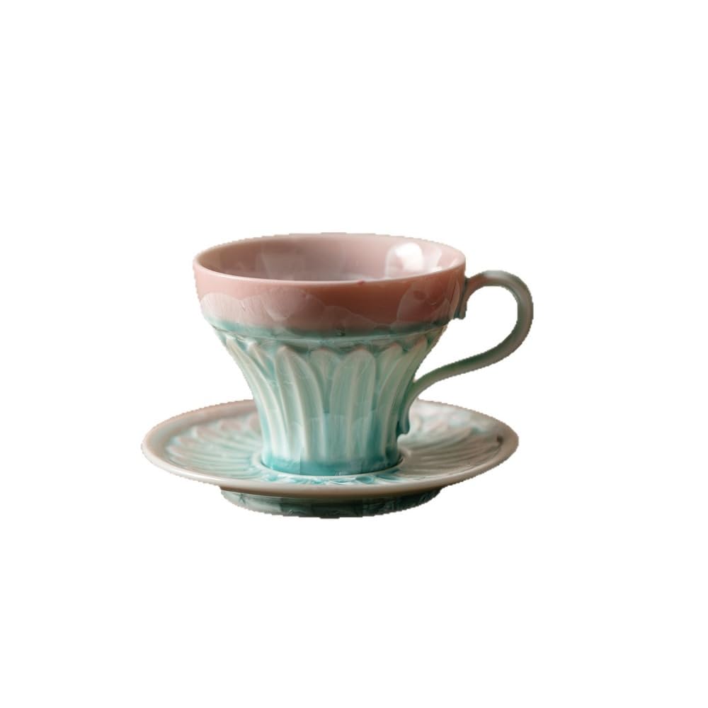 結晶釉 コーヒーカップ ソーサー セット ティーカップ おしゃれ 陶器 幻想的 和モダン カフェ風 ギフト 来客用 ティータイム 食器 風 ハンドメイド調 デザイン 贈り物 華やか｜擇木ショップ