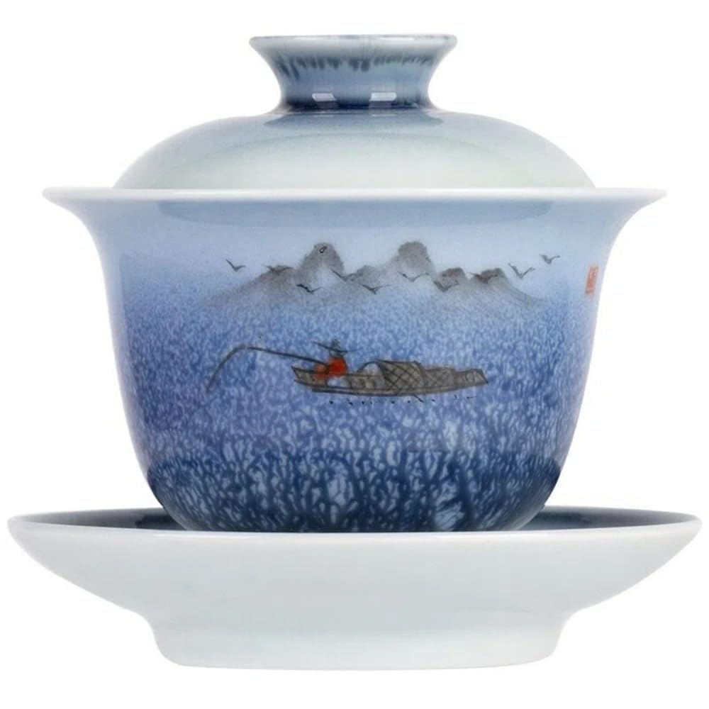 蓋碗 茶器 瀬戸もの 中国茶器 煎茶碗 蓋付き添い人 湯呑み 茶碗 景徳鎮風 瀬戸もの 紅茶優勝杯 今めかしい 和食器 160ml 見舞い客用 茶の葉備品 差し上げ物 差し上げ物