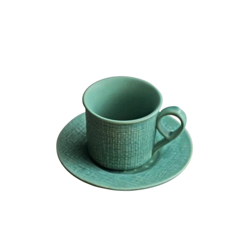 コーヒーカップセット レトロ彫刻模様 麻目調陶器製 カップ＆ソーサー付き ラテカップ デザート容器 ティータイム向け 落ち着いたヴィンテージデザイン 耐熱性 日常使い カフェ風雰囲気 来客用 インテリ｜擇木ショップ