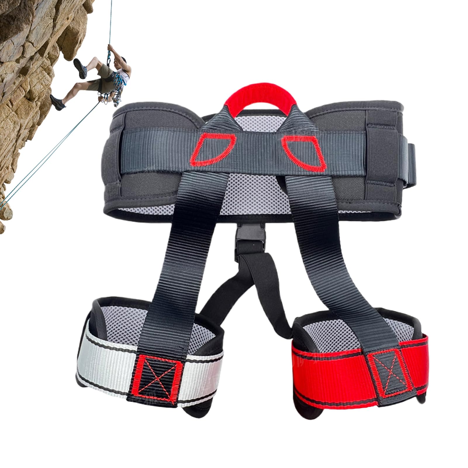 クライミング馬具 安全性のある胴締め シットハーネス 山登り アウトドア 吊る下がる下方への傾き 高さ御役目 かい繕う能力のある 酉の方角 レッグループ 軽さ 通気性 汎用 安全性のある防御すること具