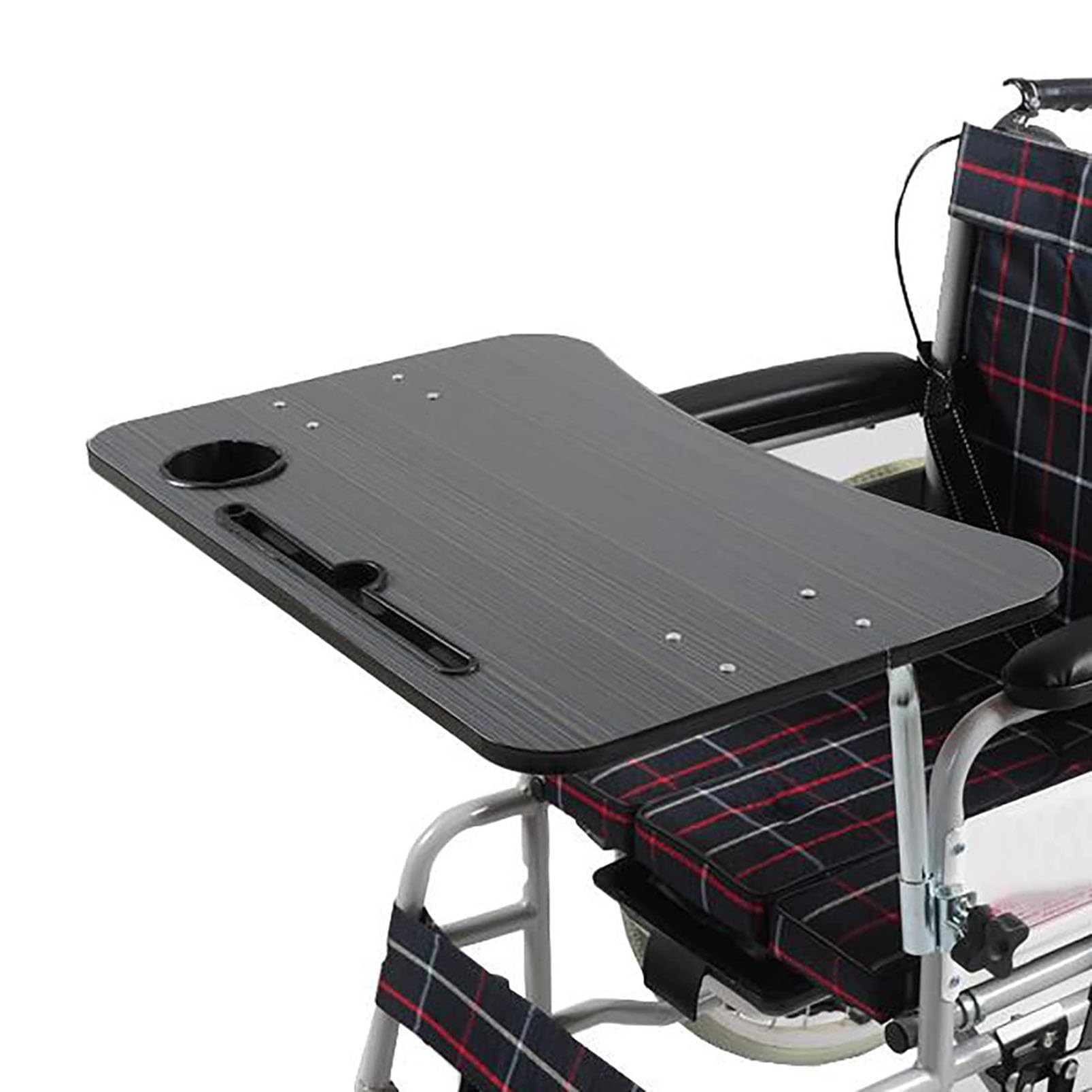 車いすダイニングテーブルボード、プラスチック車椅子ダイニングテーブルボード、カップホルダー付き、車椅子トレイ、食事、読書、休憩のための車椅子ラップデスク｜擇木ショップ