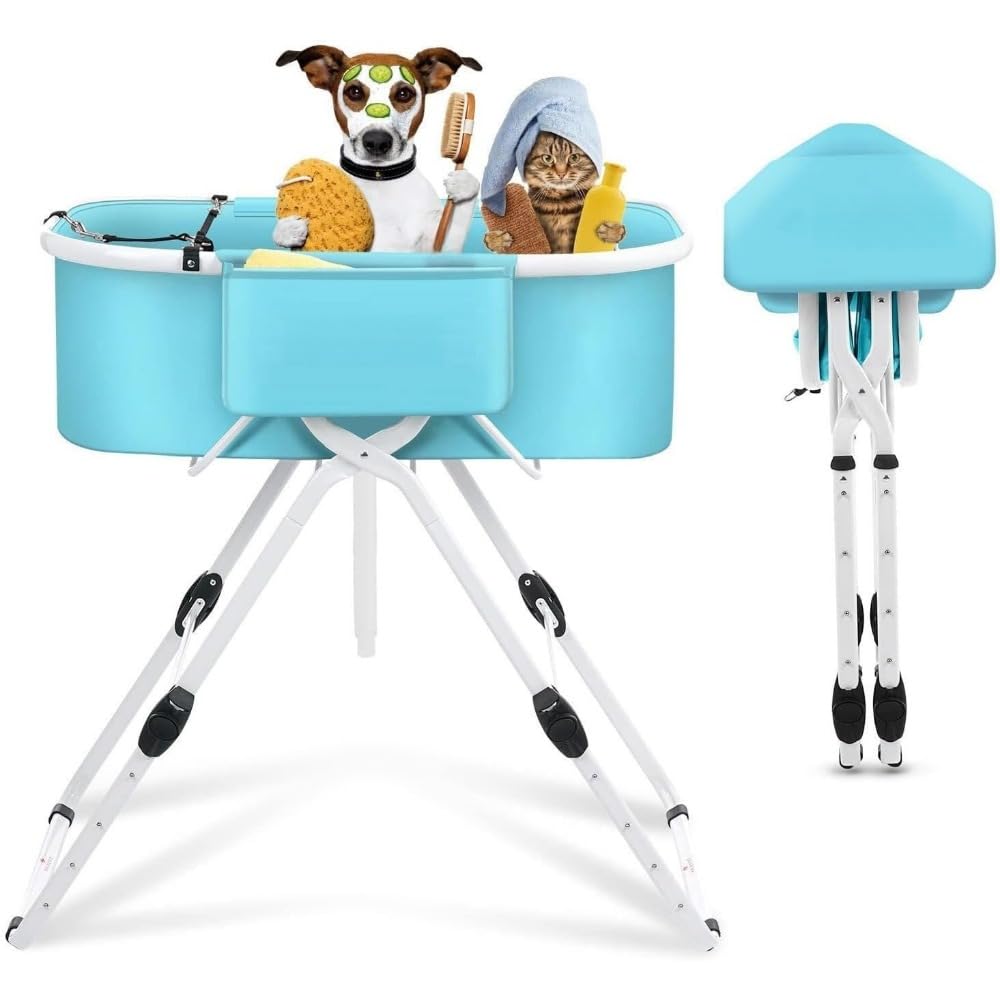 ペット用ポータブル犬用バスタブ、ペット用バスタブ、折りたたみ式、大容量、耐摩耗性、屋内外での使用に適しています (シアン)｜擇木ショップ