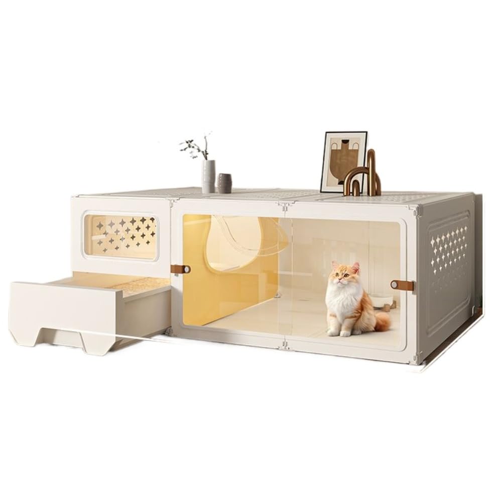 猫用ベッド 四季対応 複数猫世帯向け 密閉型安心 トイレ付き (白,105*45*35)｜擇木ショップ