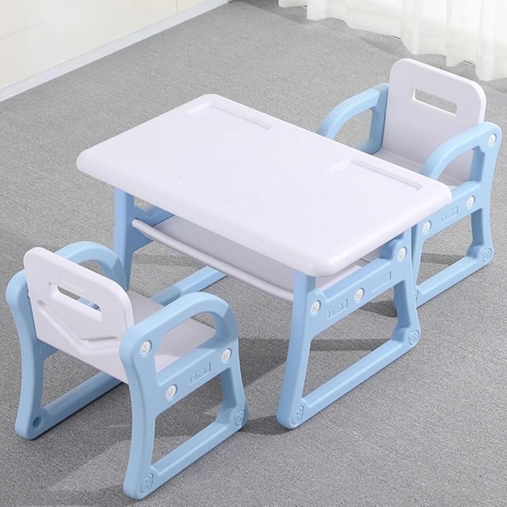 キッズデスク &; チェア 3 点セット 子ども用学習テーブル 棚付き多機能 可愛いデザイン 保育園・家庭適用 子供家具 入園祝い最適 ミニテーブル 安全耐用|擇木ショップ