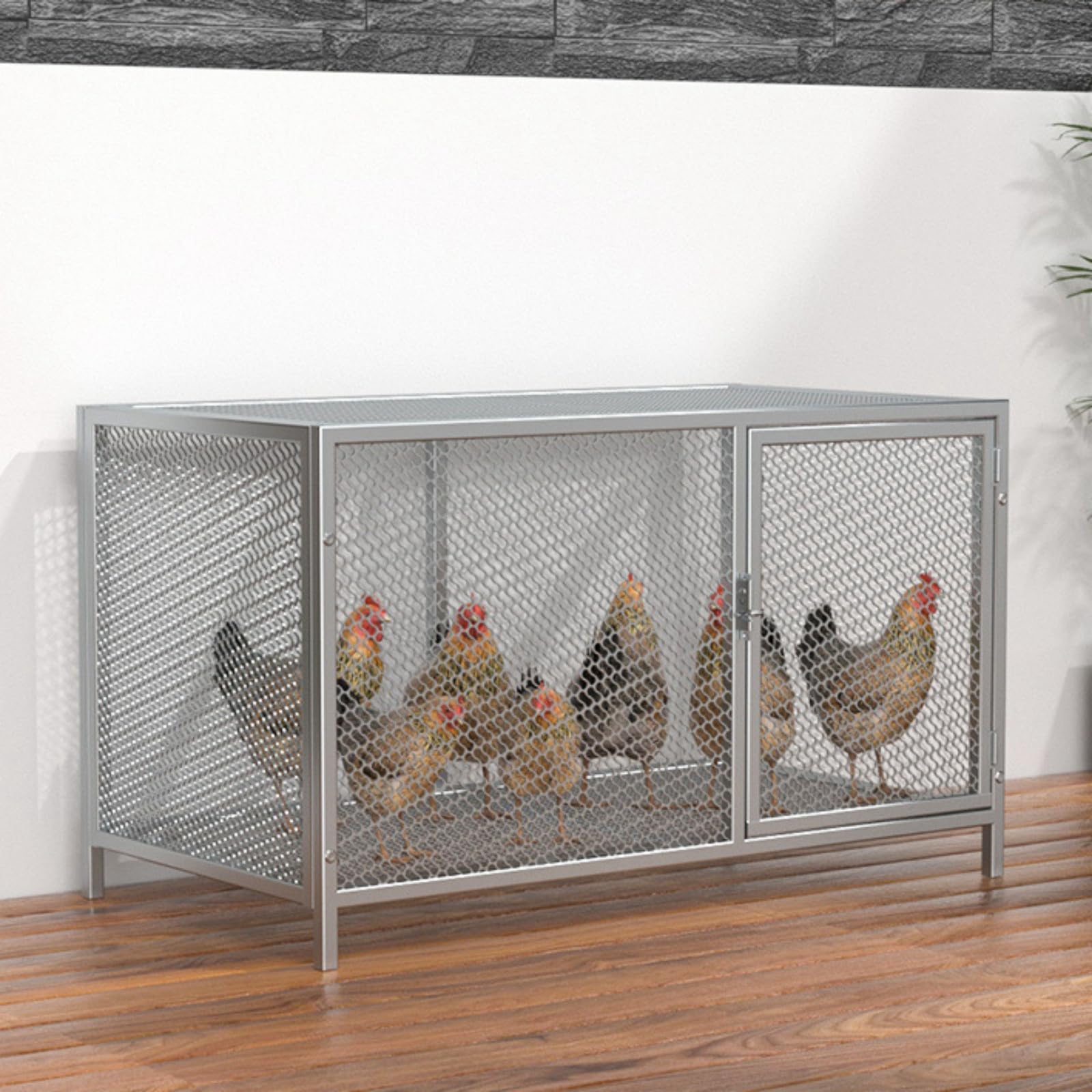 鶏かご 鶏小屋 室内 屋外 高密度メッシュ 厚ワイヤーチキンケージ カバー付き 鶏舎 大型 モルモット 兎 小動物 イタチ防止 フェレットケージ ハリネズミ 飼育小屋 (80*58*62,本色)｜擇木ショップ