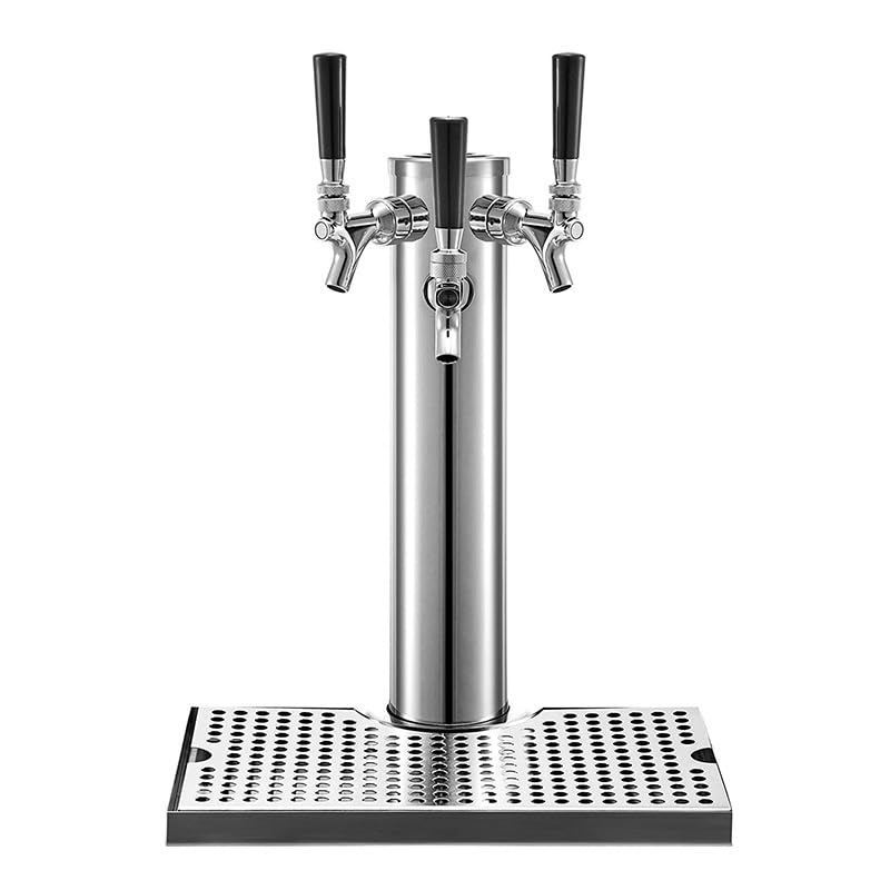 生ビール塔 ビールサーバー 蛇口ディスペンサー ドラフトスタンド ステンレス仕様 家庭・業務両用 小型設計 樽接続機能付き (蛇口3個,シルバー)｜擇木ショップ