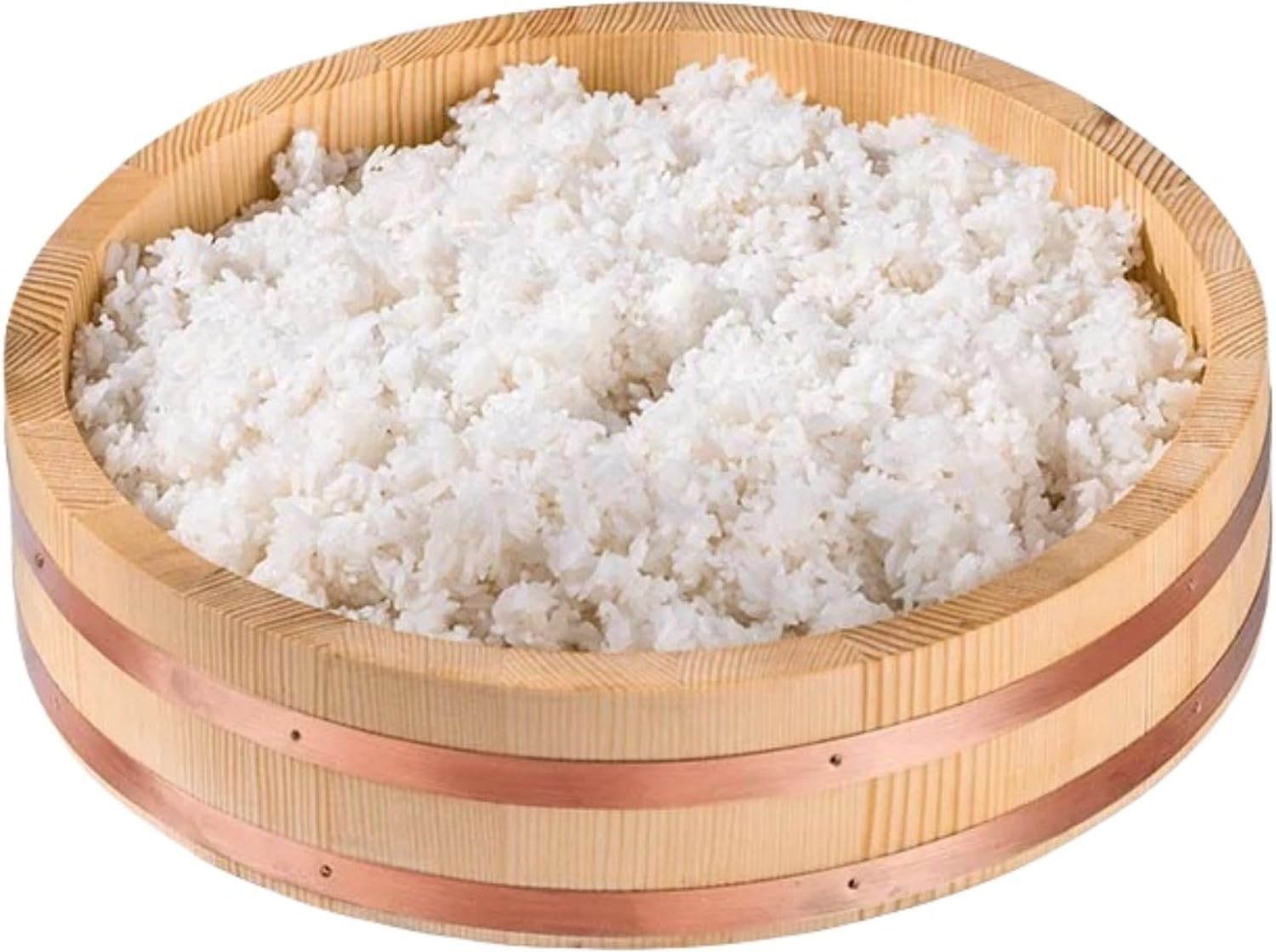 寿司桶 寿司バケツ すしおけ 飯切り桶 銅エッジ 和風 厚い手 木製 ライスミキシングボウル 刺身 おしゃれ 耐久性 保存容器 大容量 木曽工芸 頑丈 変形しにくい 多機能 キッチン用品 レストラン 家庭用 (33*8,)｜擇木ショップ