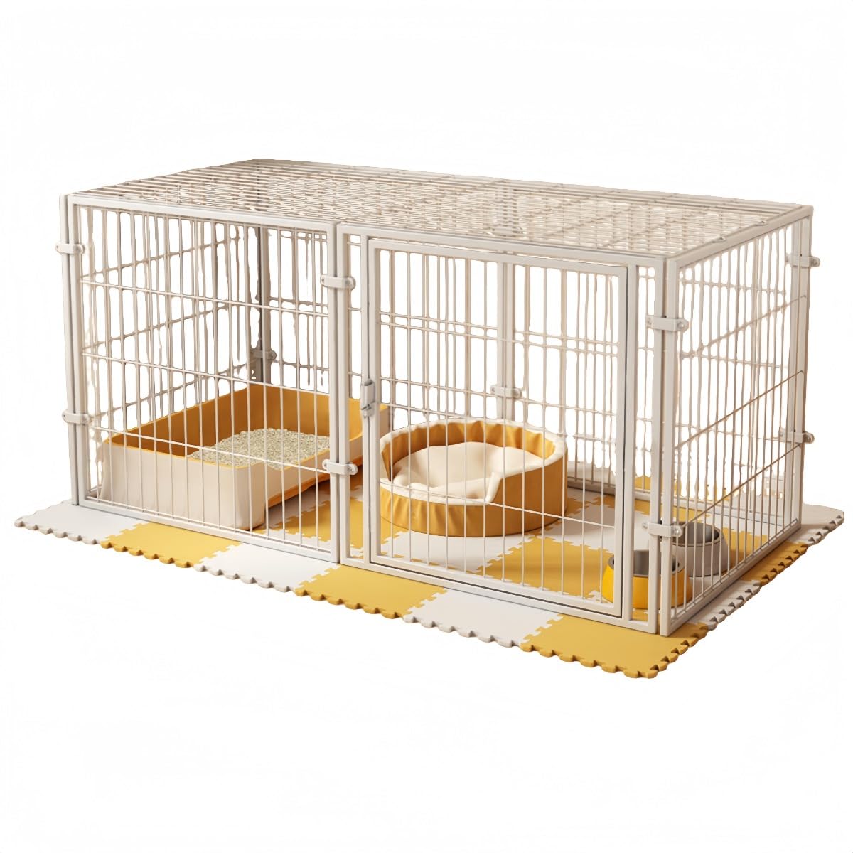 犬 サークル 室内 ケージ 柵 ドア ロック 付き 大型犬 中型犬 子犬 トイプードル ティーカップ 脱走 防止 安全 メタル 頑丈 折りたたみ コンパクト 収納 おしゃれ (ホワイト,120*60*60)|擇木ショップ