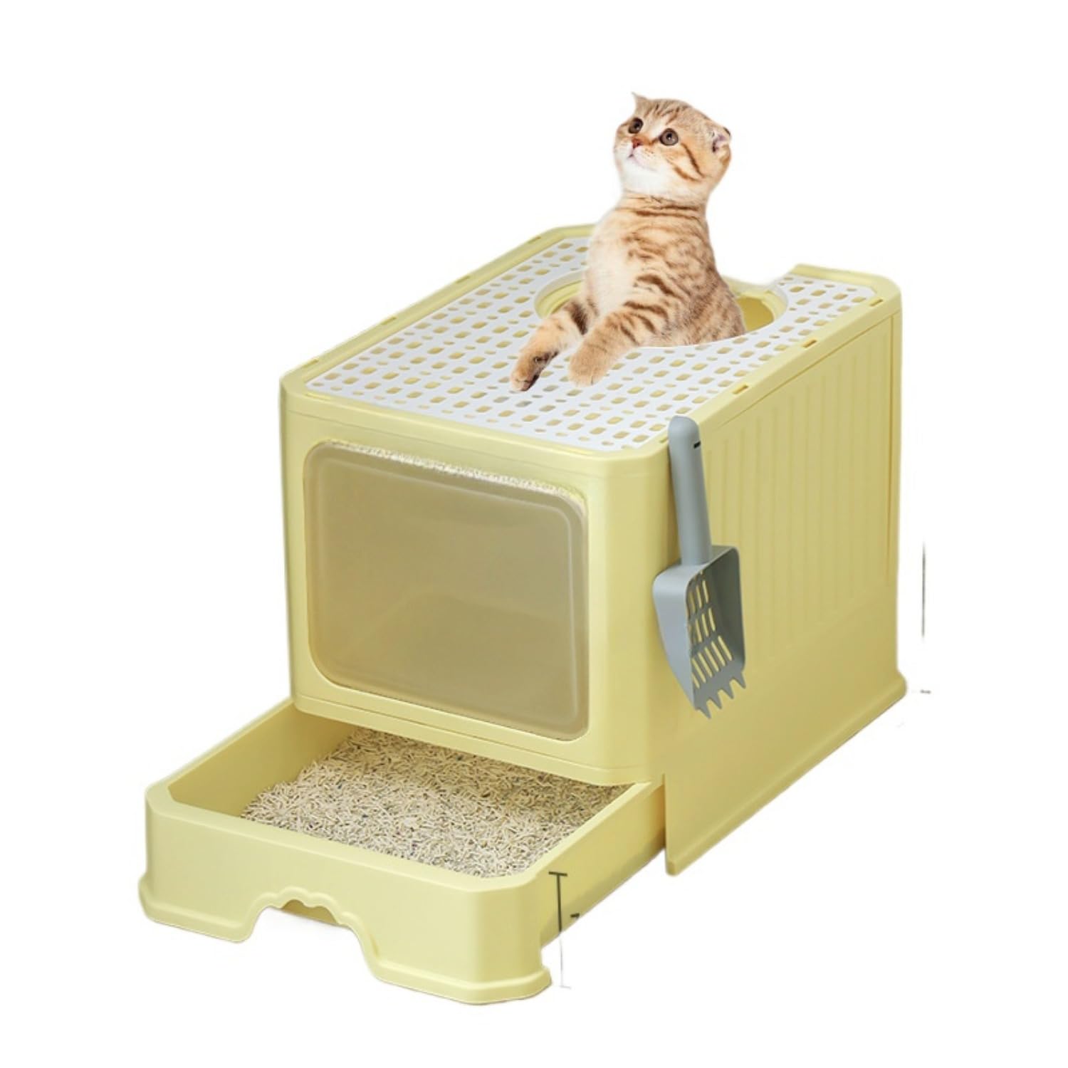 猫 トイレ - 猫 トイレ 大型 猫 システムトイレ スコップ付 - 50 * 40 * 40 猫のトイレ 上から猫トイレ 猫の大きいトイレ 大容量 大型 砂の飛び散ら防止 掃除簡単 脱臭抗菌 引き出し式 お掃除楽 清潔トイレ 猫砂 ()｜擇木ショップ