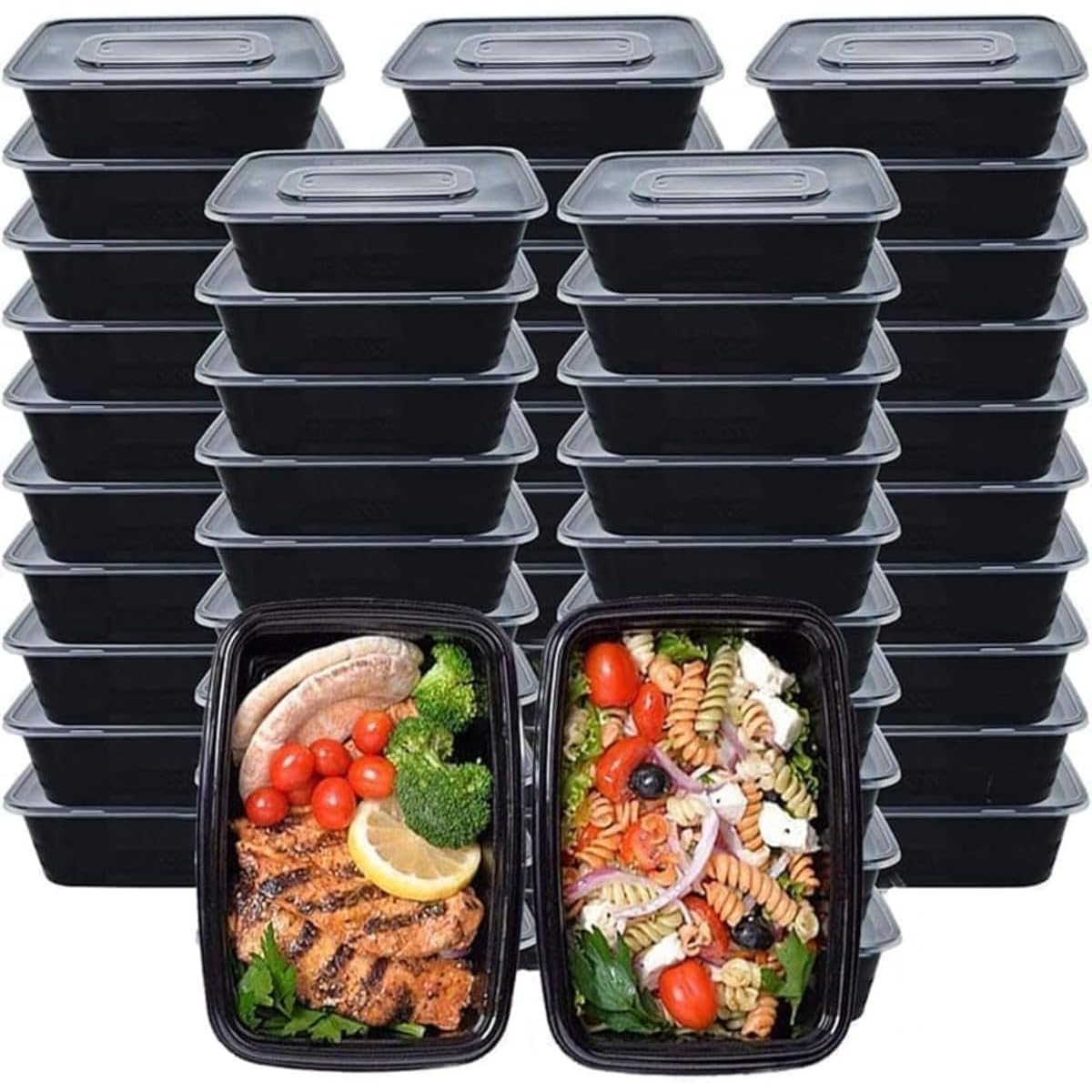 【再利用可】使い捨て弁当箱 蓋付き食品保存容器 電子レンジ冷凍庫対応 プラスチックランチボックス 食事準備・テイクアウト用 大容量 (1000,300個) ｜擇木ショップ