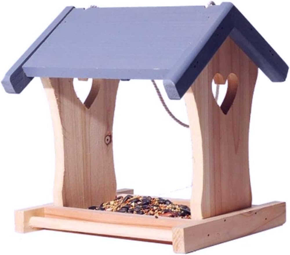 野鳥用フィーダーは木製で、耐久性のある吊り下げタイプで、屋外の庭での餌やりに適しています (Ｂ)｜擇木ショップ