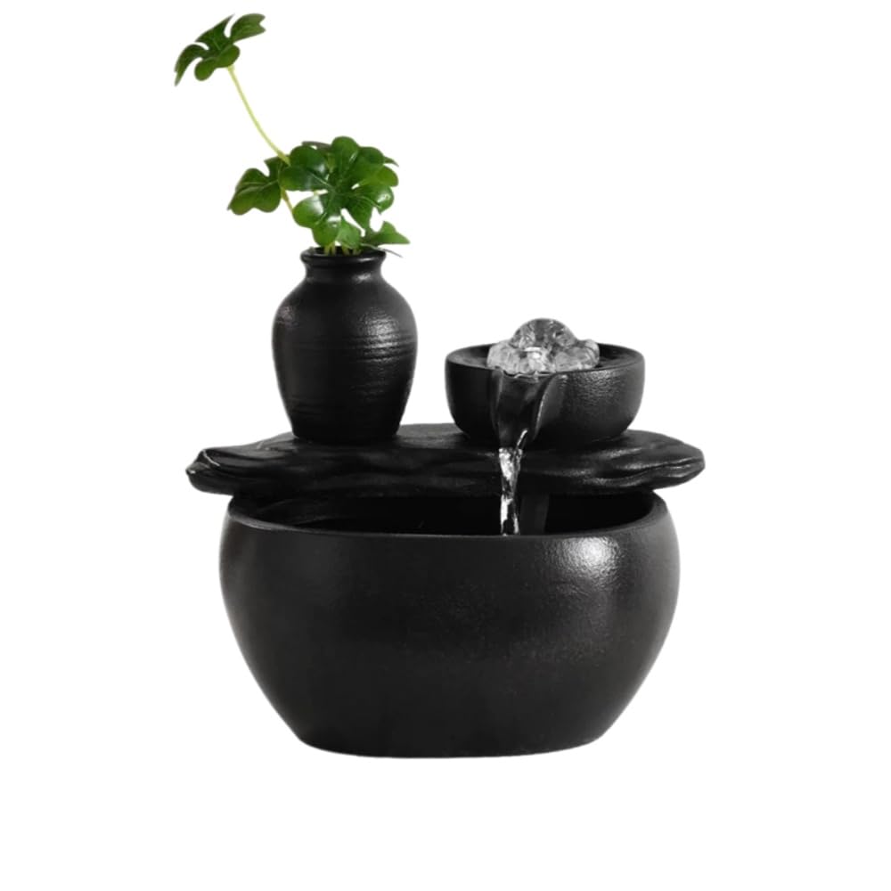 セラミック卓上噴水 回転氷玉とせせらぎの音でリラックス空間を。枯山水をモチーフにしたインテリア小物 小型陶器 (風水ビーズ)|擇木ショップ