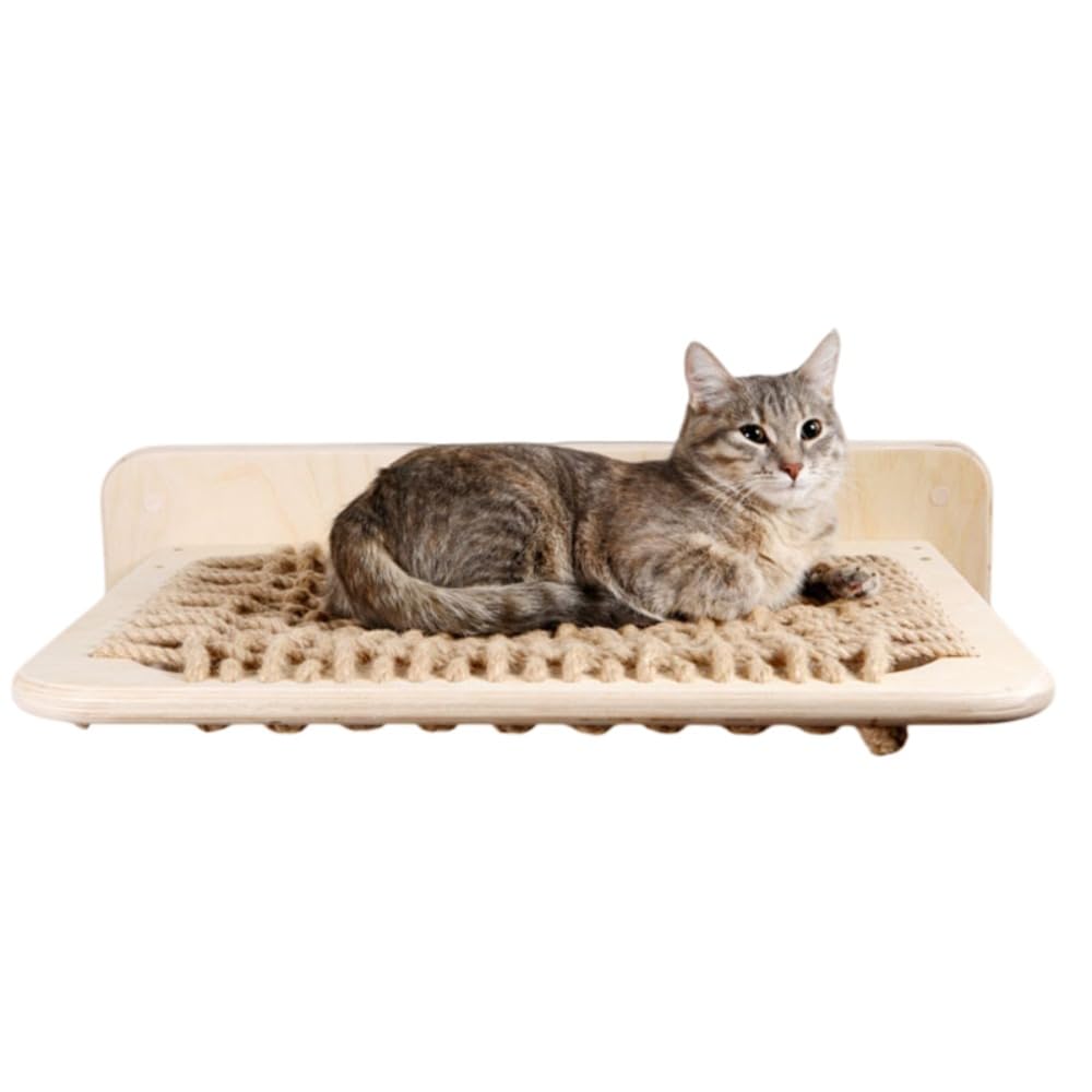 木製クライミングフレーム キャットウォールスタンド キャットタワー 子猫プレイハウス 黄麻縄編み 耐摩耗性 省スペース 多猫用 ペット家具 壁掛け|擇木ショップ