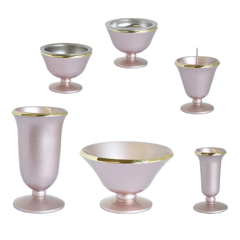 仏具 仏具セット モダン仏具【仏縁堂オリジナル仏具セット：星夜（せいや） 6具足 3.0寸 パールピンクベージュ】仏壇用仏具 真鍮製 現代調仏具｜擇木ショップ