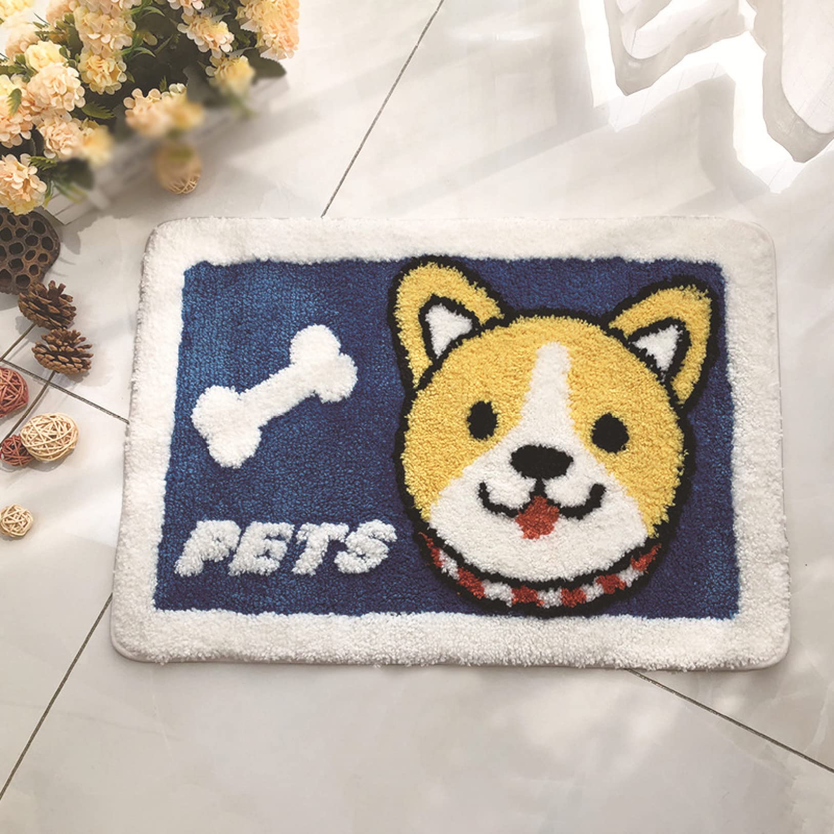 玄関マット かわいい 犬柄 バスマット 足ふきマット 速乾 吸水 滑り止め 洗える 45&times;65 高密度 ソフトタッチ お風呂マット キッチンマット トイレマット 洗面所 (45*65,スタイル03)｜擇木ショップ 10,821円