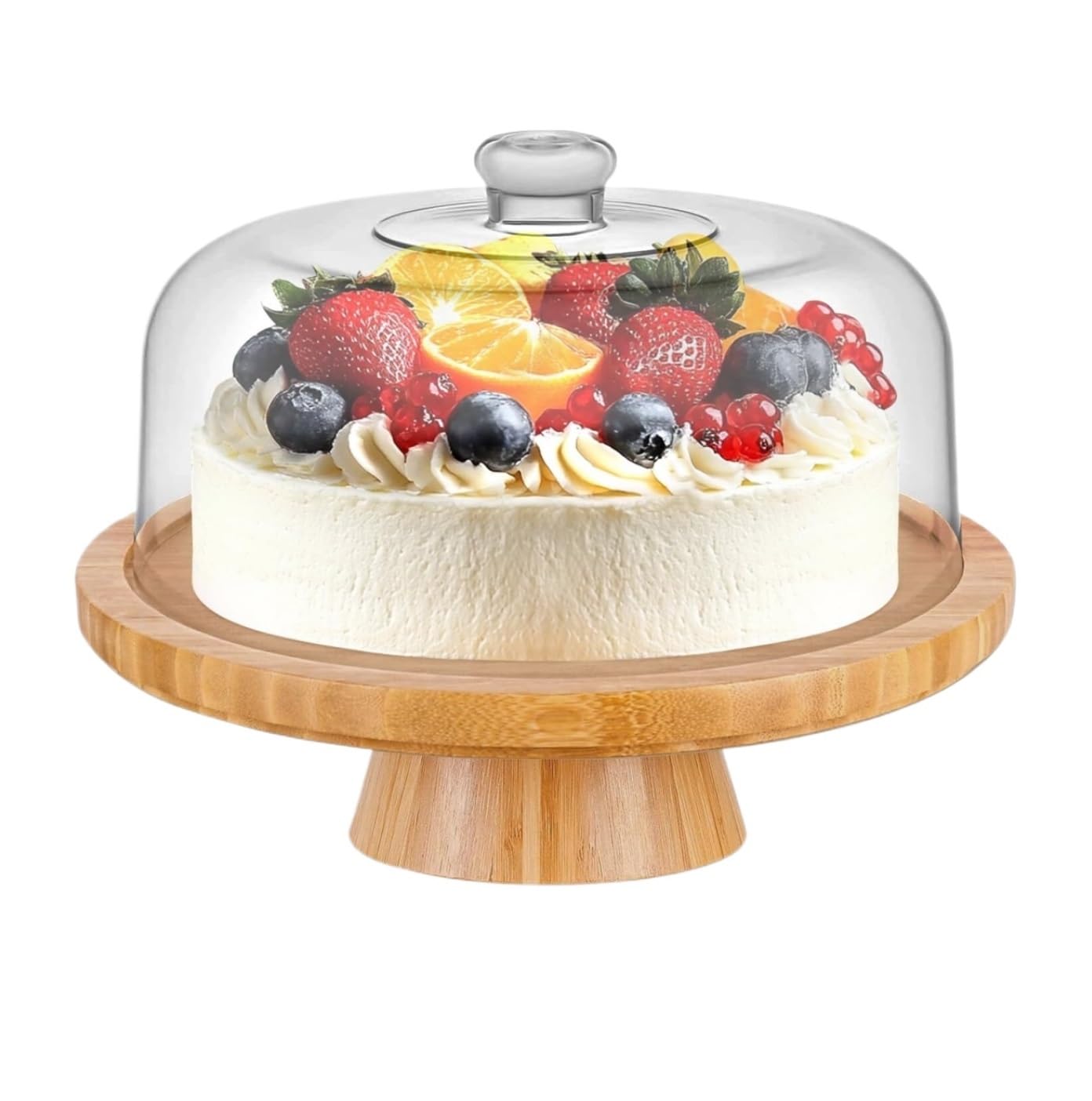 ケーキスタンド ケーキ台 蓋付き木製ケーキスタンド チーズチップ用丸型ケーキホルダー ファームハウス 素朴な|擇木ショップ