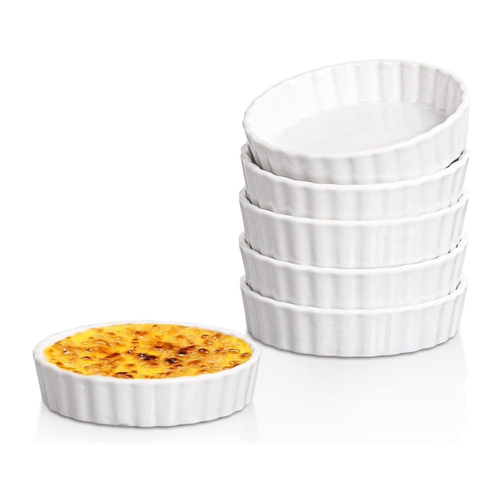 耐熱 ラメキン 6個セット 120 陶器製 オーブン・電子レンジ・食洗機・冷凍庫対応 クレームブリュレ プリン キッシュ タルト ピザ デザート作りに お菓子作り 料理用 耐熱皿 白｜擇木ショップ