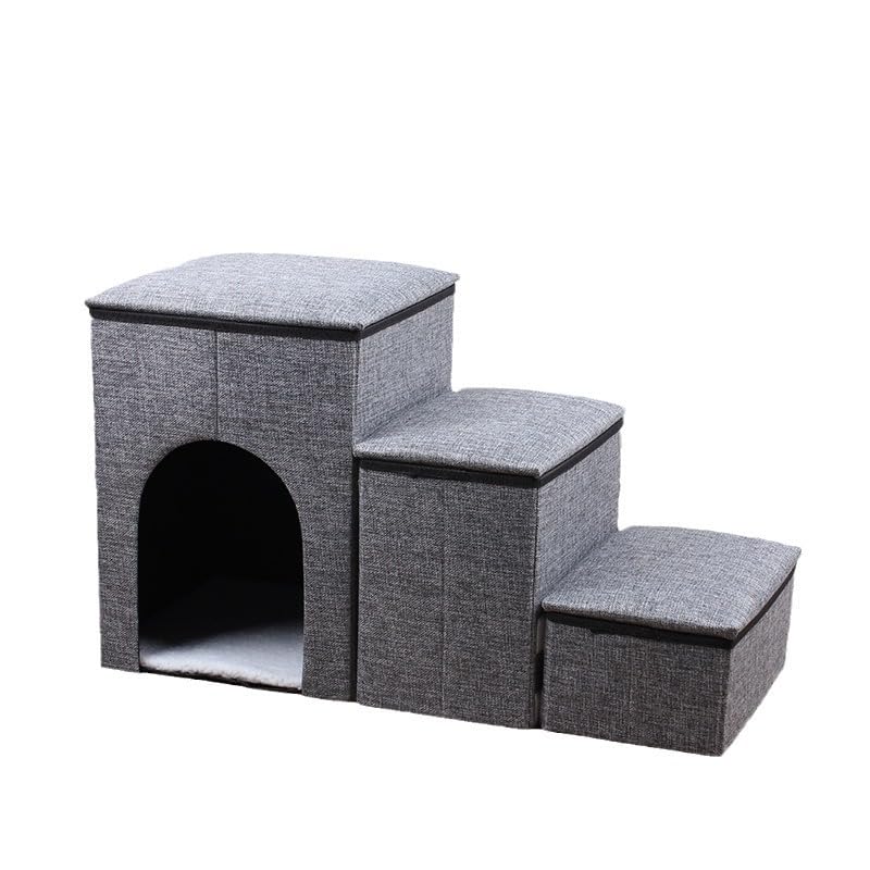 折りたたみ ペットステップ 滑り止め 犬猫兼用 ソファーベッド用 収納機能付き (グレー,72*33*41)|擇木ショップ