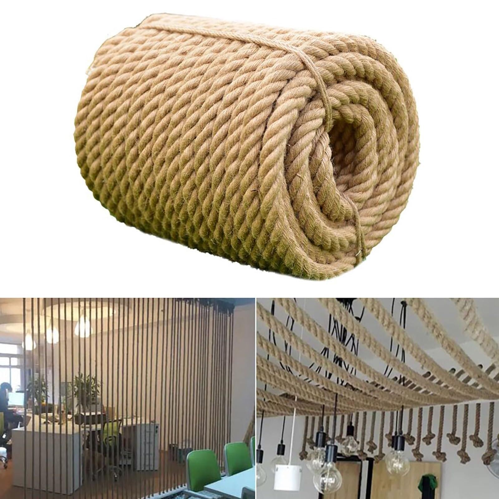 太い麻ロープ 麻ロープ装飾、純粋な天然麻ロープ、公園の安全柵などに適しています|擇木ショップ
