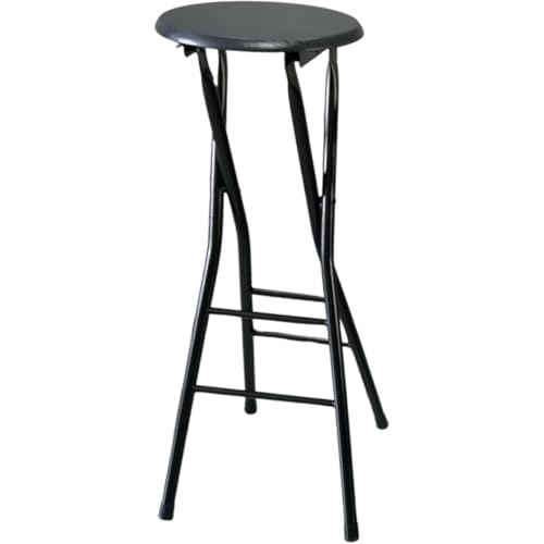 キッチン折りたたみ椅子高椅子背もたれなし座面高さ60 70 80 円形ダイニングチェアカフェリビング荷重100 (70/28,ブラック)｜擇木ショップ