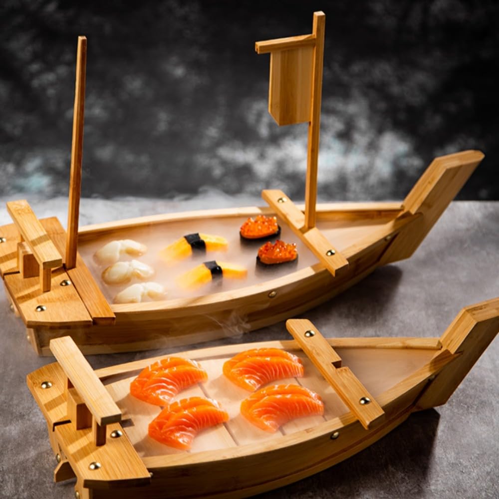 刺身盛り舟 寿司ボート 和食器 料理飾り 刺身盛台 盛器 高級料亭用 お寿司 お刺身 さんま 盛り付け 手作り はたざお付き|擇木ショップ