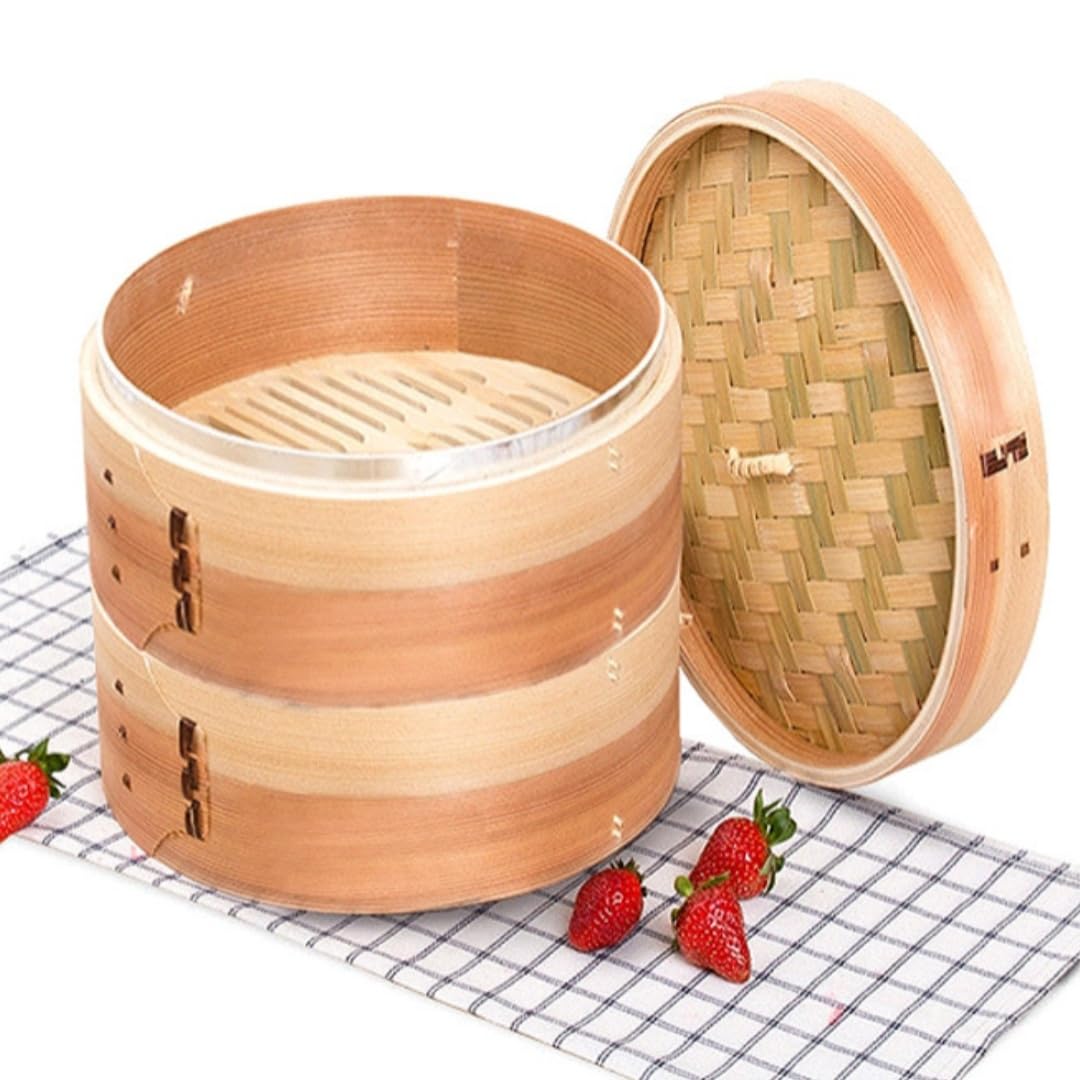 木製せいろ 蒸し器 手作り 杉材 セイロ 蒸籠 業務用 蒸しバスケット 餃子 点心 包子 小籠包 肉まん 中華 日本食 蒸し料理 健康調理 (22-深い版)｜擇木ショップ