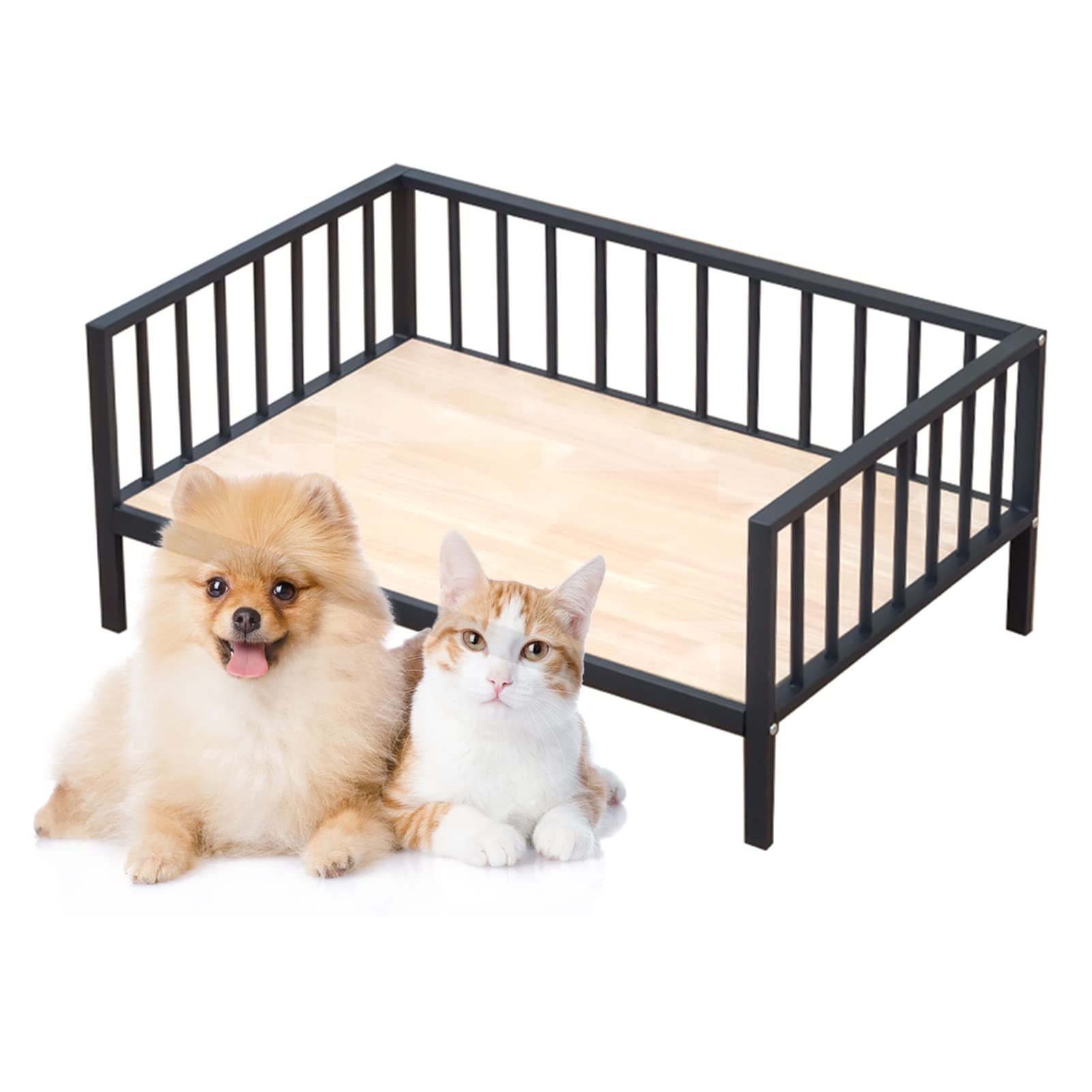 木製のベッドボードが付いている黒い大きい上げられた犬のベッドのペットのソファー、 屋内の頑丈な高架式猫用ソファ、 整形外科の関節の救済のために、年配の犬 ( : -1046915/40.927.25.9)｜擇木ショップ