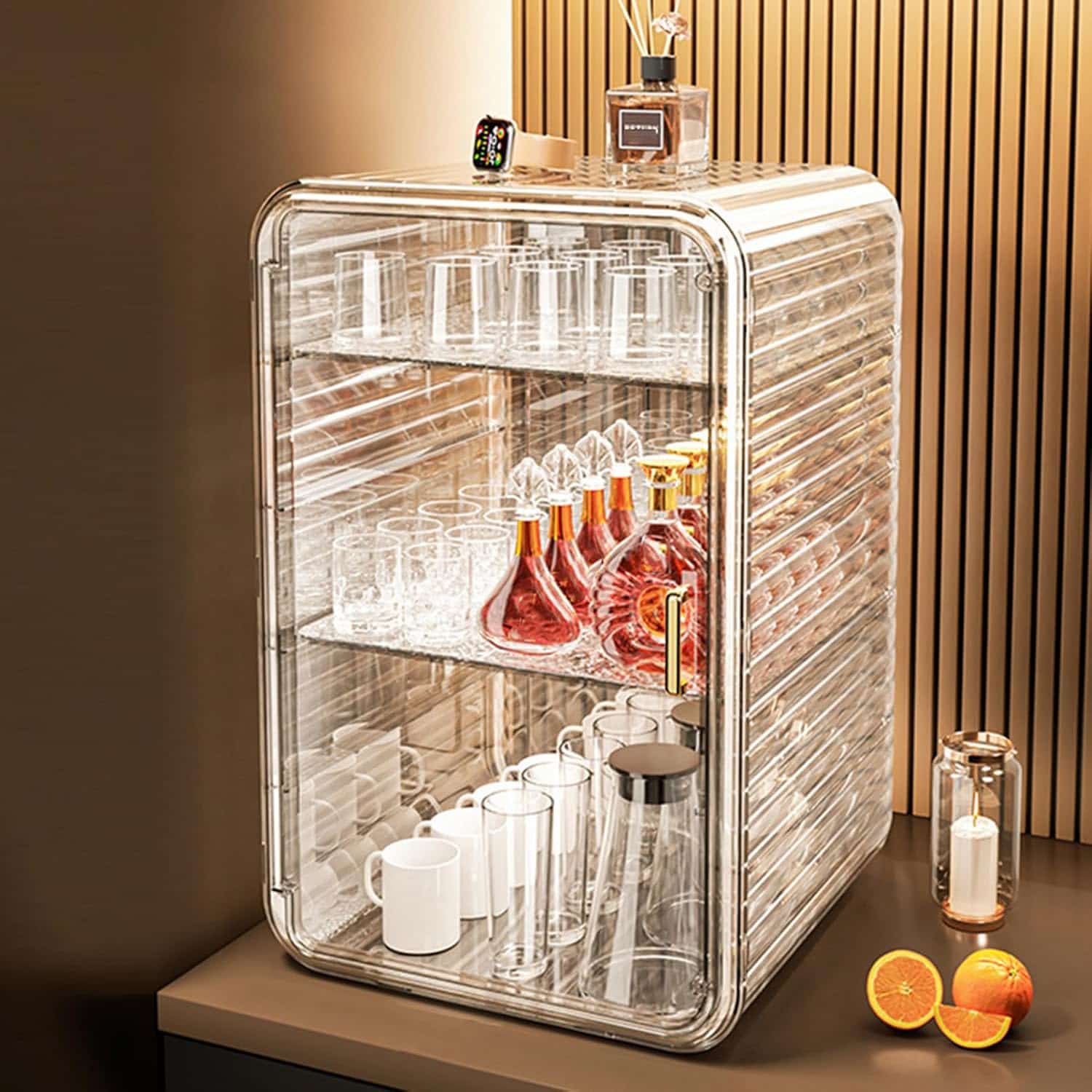 コップ 収納 卓上食器棚 ミニカップボードカウンター上収納コップ お茶碗収納ボックス 2段 3段 扉付 食器乾燥ボックス ミニカップボード カップ乾燥ラック収納ボックス コンパクト 大容量 タイプ2｜擇木ショップ