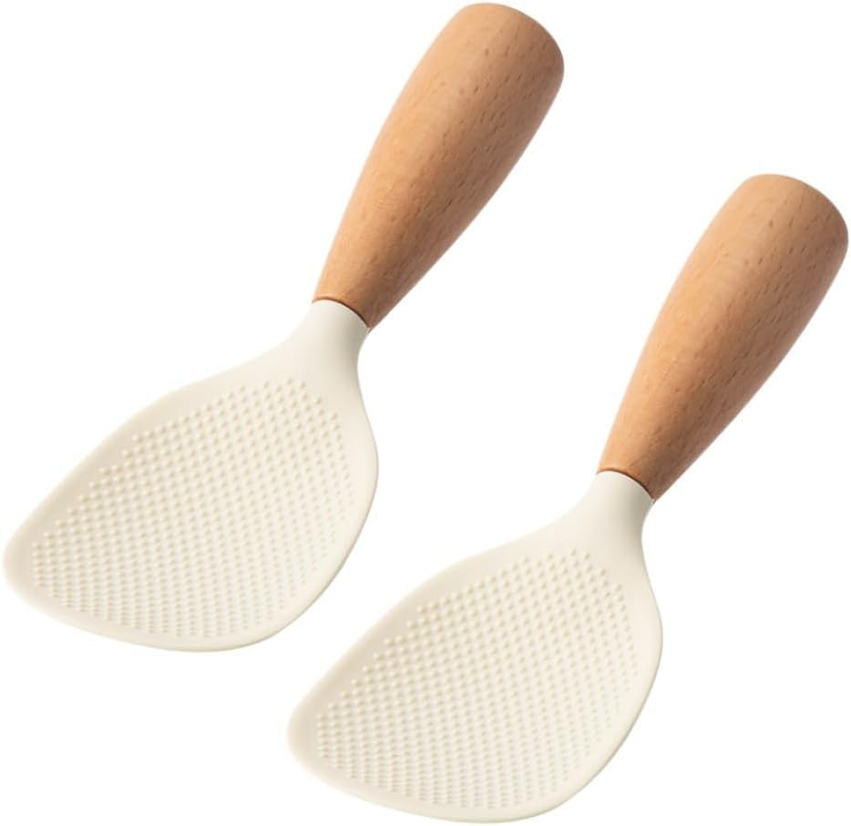 しゃもじ シリコン ご飯 スプーン スタンド式しゃもじ 木製 ハンドル シリコン スプーン シリコン 調理器具 レスト シリコン キッチン｜擇木ショップ